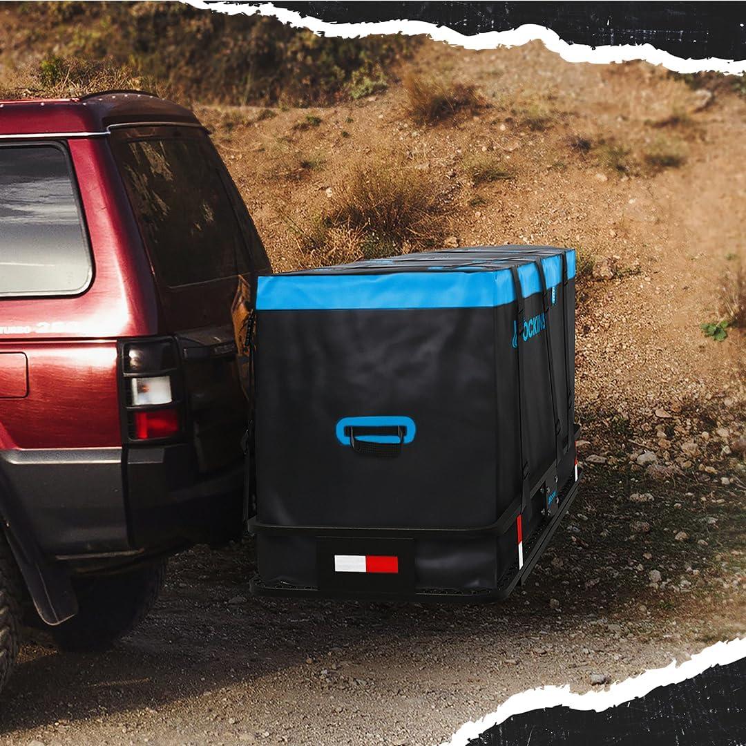 image60quotx24quotx6quot Folding Tow Hitch Cargo Carrier ampamp 25 Cubic Ft Waterproof Cargo Bag for Hitch Carrier Bundle