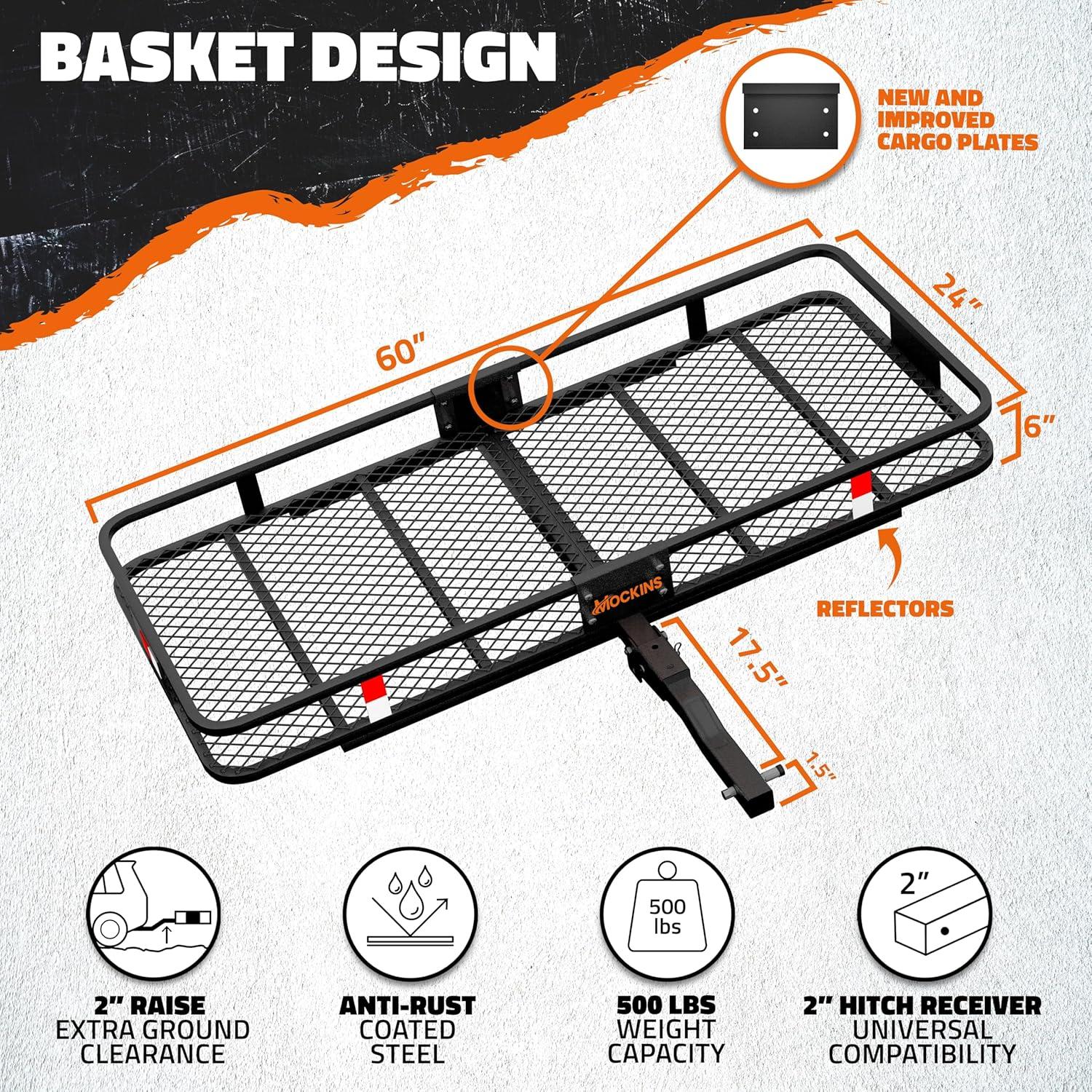 image60quotx24quotx6quot Folding Tow Hitch Cargo Carrier ampamp 25 Cubic Ft Waterproof Cargo Bag for Hitch Carrier Bundle