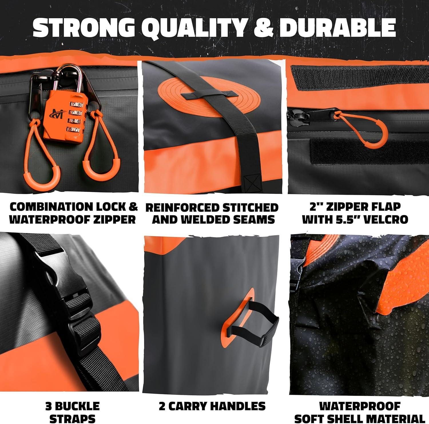 imageMockins 16 Cubic Ft Orange Cargo Carrier Bag ampamp 60quotx20quotx6quot Folding Trailer Hitch Cargo Carrier wRear Lights Bundle