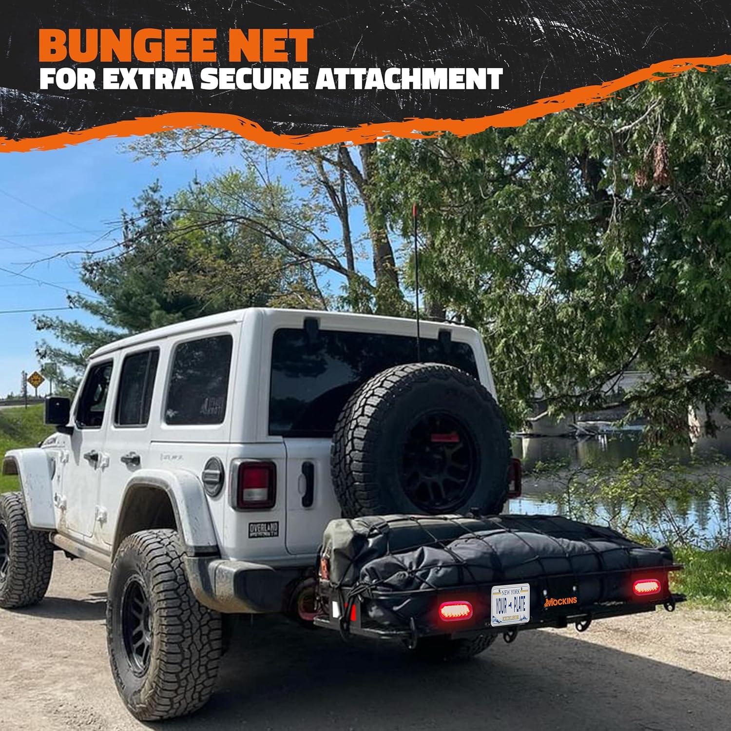 imageMockins 16 Cubic Ft Orange Cargo Carrier Bag ampamp 60quotx20quotx6quot Folding Trailer Hitch Cargo Carrier wRear Lights Bundle