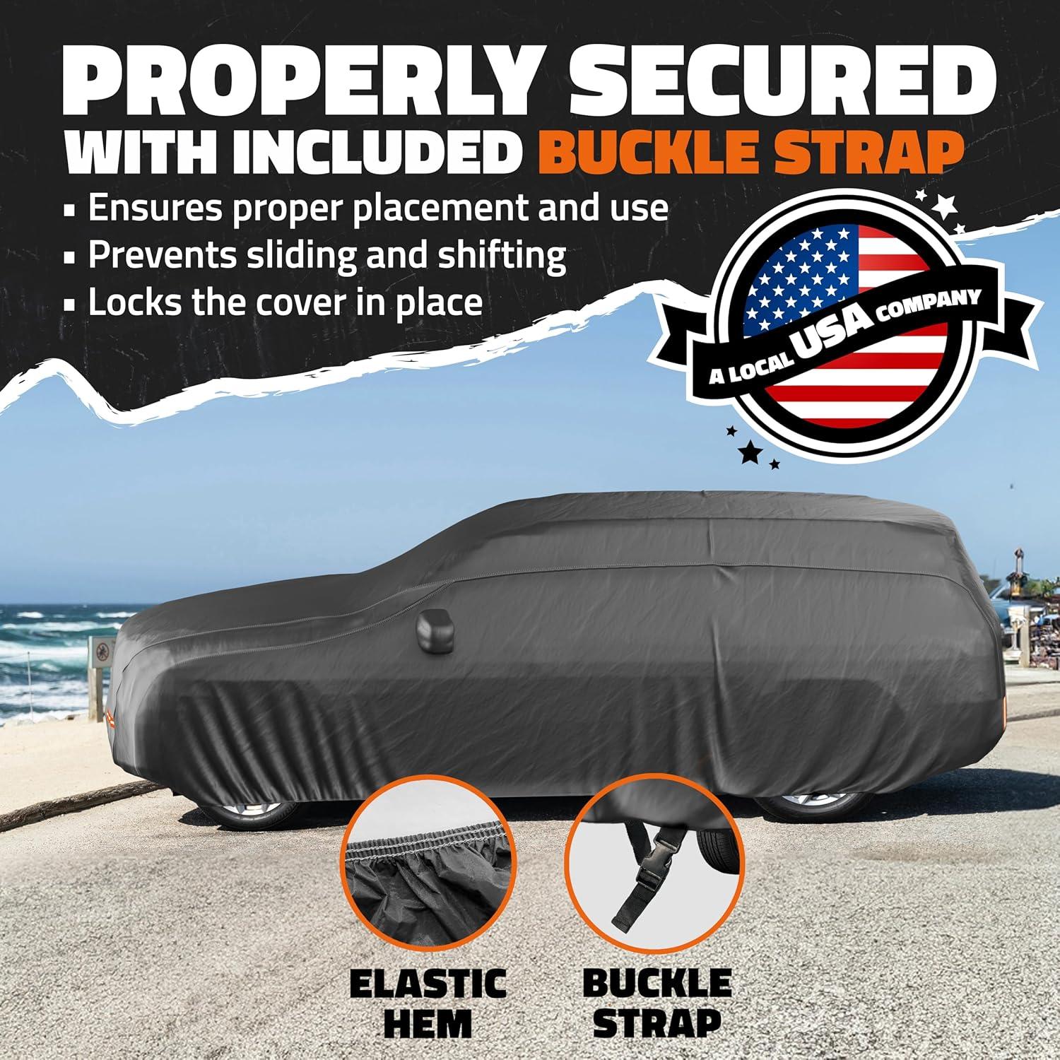 imageMockins 190quotx75quotx60quot Midsize Sedan Car Cover Waterproof All Weather  Heavy Duty 250G PVC ampamp Cotton Indoor ampamp Outdoor Car Covers for Automobiles  ScratchResistant Lining Buckle Strap ampamp Carry BagSUV  Large  200 x 75 x 75