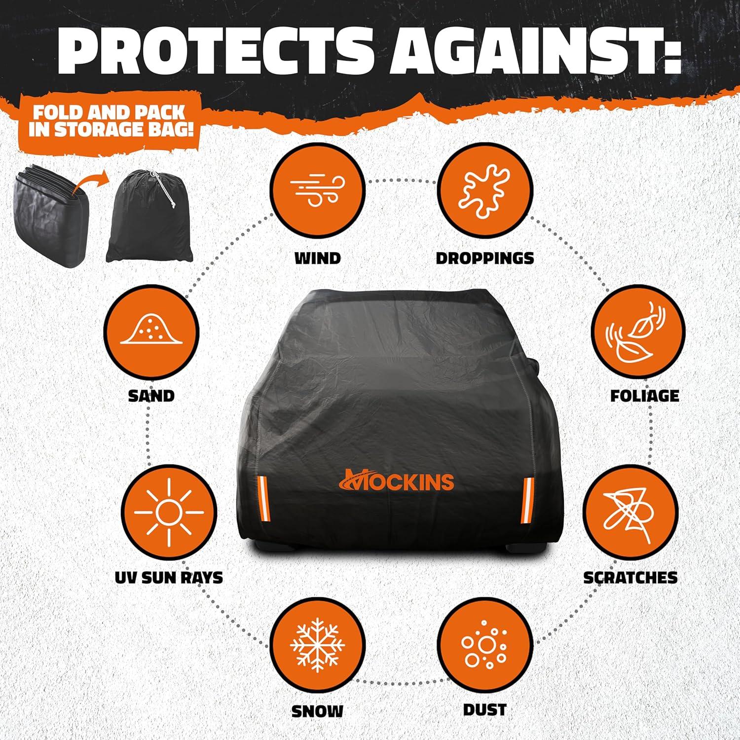 imageMockins 190quotx75quotx60quot Midsize Sedan Car Cover Waterproof All Weather  Heavy Duty 250G PVC ampamp Cotton Indoor ampamp Outdoor Car Covers for Automobiles  ScratchResistant Lining Buckle Strap ampamp Carry BagSUV  Medium  190 x 75 x 72