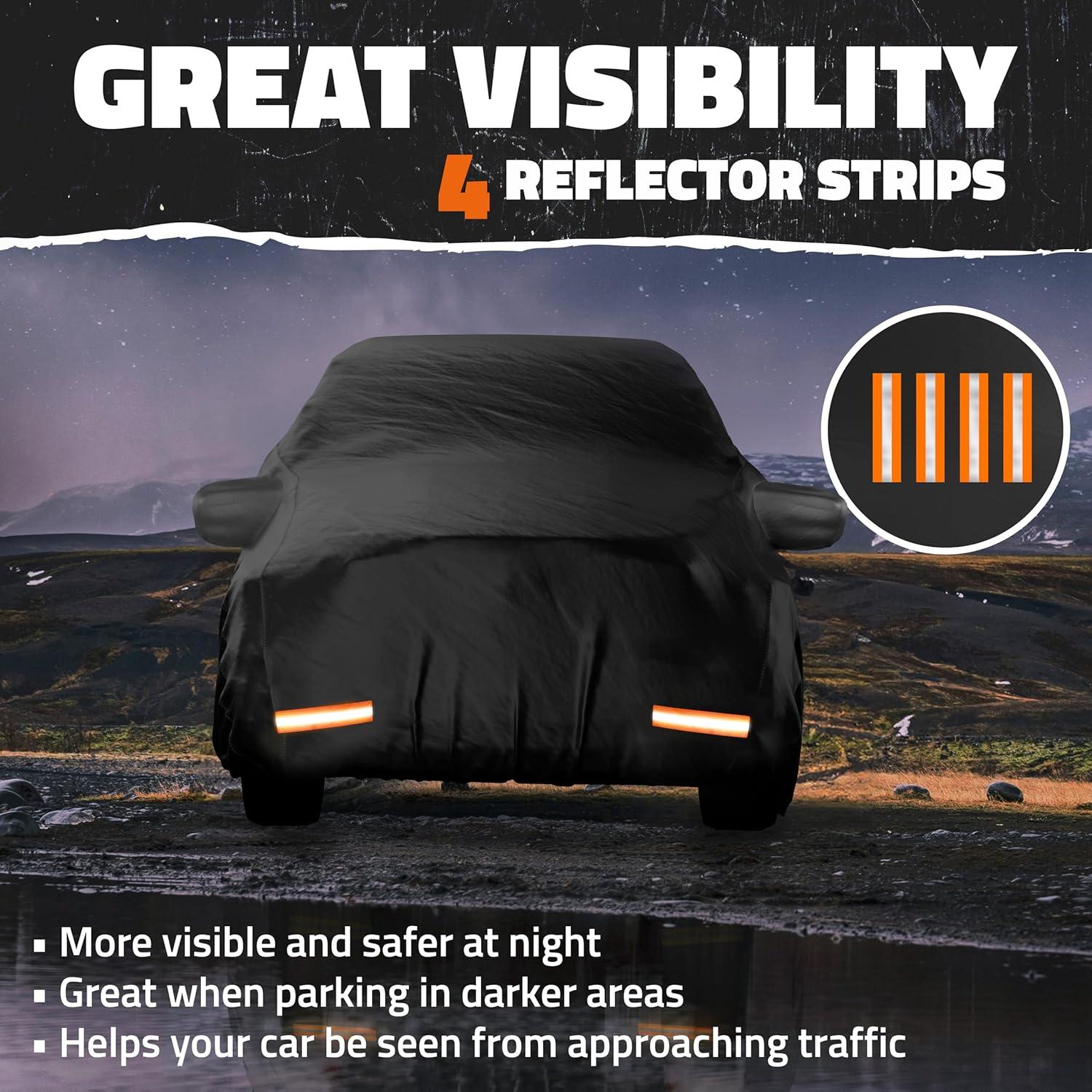 imageMockins 190quotx75quotx60quot Midsize Sedan Car Cover Waterproof All Weather  Heavy Duty 250G PVC ampamp Cotton Indoor ampamp Outdoor Car Covers for Automobiles  ScratchResistant Lining Buckle Strap ampamp Carry BagPick Up Truck  Large  235 x 80 x 77