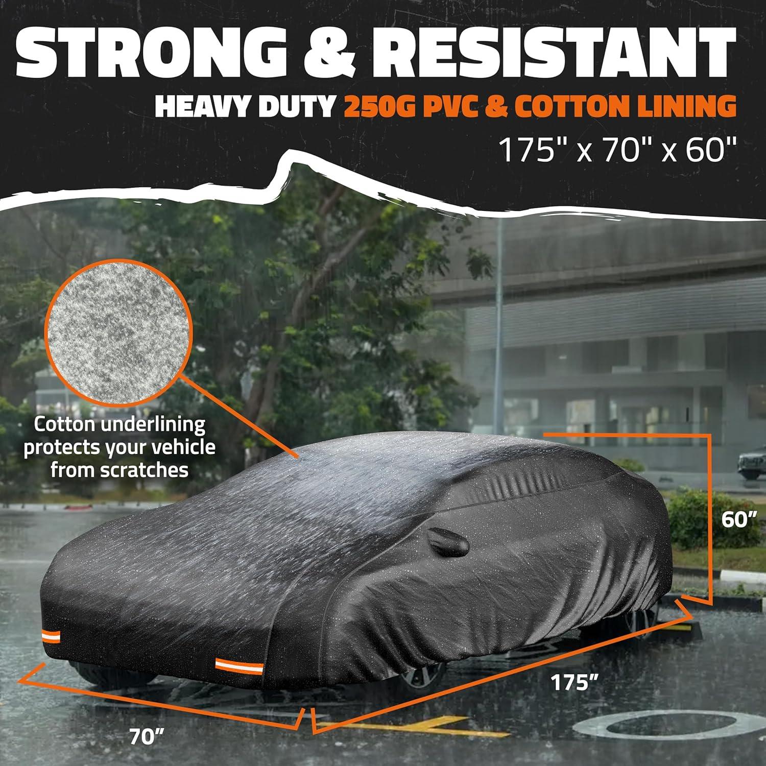 imageMockins 190quotx75quotx60quot Midsize Sedan Car Cover Waterproof All Weather  Heavy Duty 250G PVC ampamp Cotton Indoor ampamp Outdoor Car Covers for Automobiles  ScratchResistant Lining Buckle Strap ampamp Carry BagSedan  XSmall  175x70x60