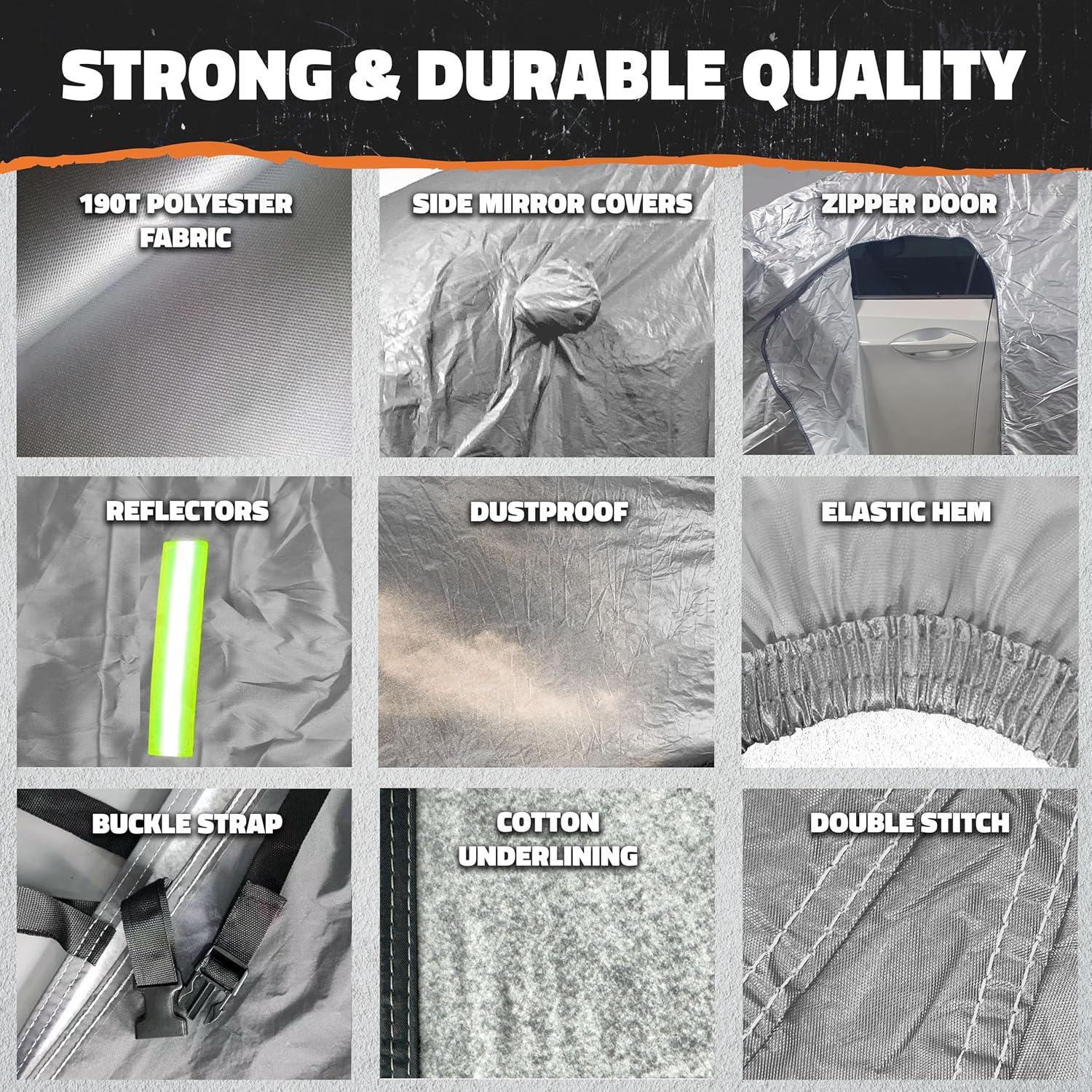 imageMockins 190quotx75quotx72quot SUV Car Cover wZipper Door  150D Polyester Fabric Car Covers for Automobiles  Indoor ampamp Outdoor Car Cover wStrap ampamp Carry Bag  Full Exterior Covers for Basic Weather DefenseSUV  Medium  190 x 75 x 72 with Zipper Door