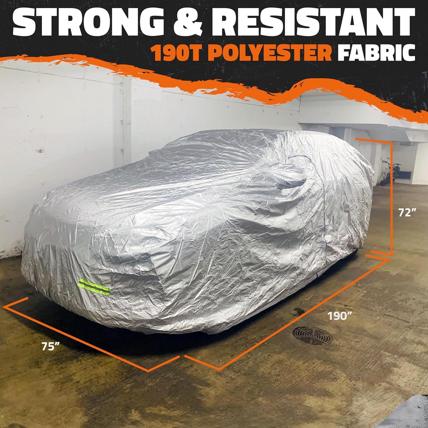 imageMockins 190quotx75quotx72quot SUV Car Cover wZipper Door  150D Polyester Fabric Car Covers for Automobiles  Indoor ampamp Outdoor Car Cover wStrap ampamp Carry Bag  Full Exterior Covers for Basic Weather DefenseSUV  Medium  190 x 75 x 72 with Zipper Door