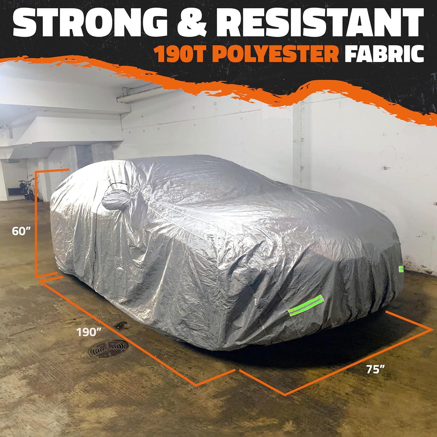 imageMockins 200quotx75quotx60quot Large Sedan Car Cover  190T Polyester Soft Indoor ampamp Outdoor Car Cover for Dust UV Light Rain Snow ampamp Frost  Weather Proof Car Covers for Automobiles  Full Car Tarp Cover SetSedan  Medium  190 x 75 x 60 with Zipper Door