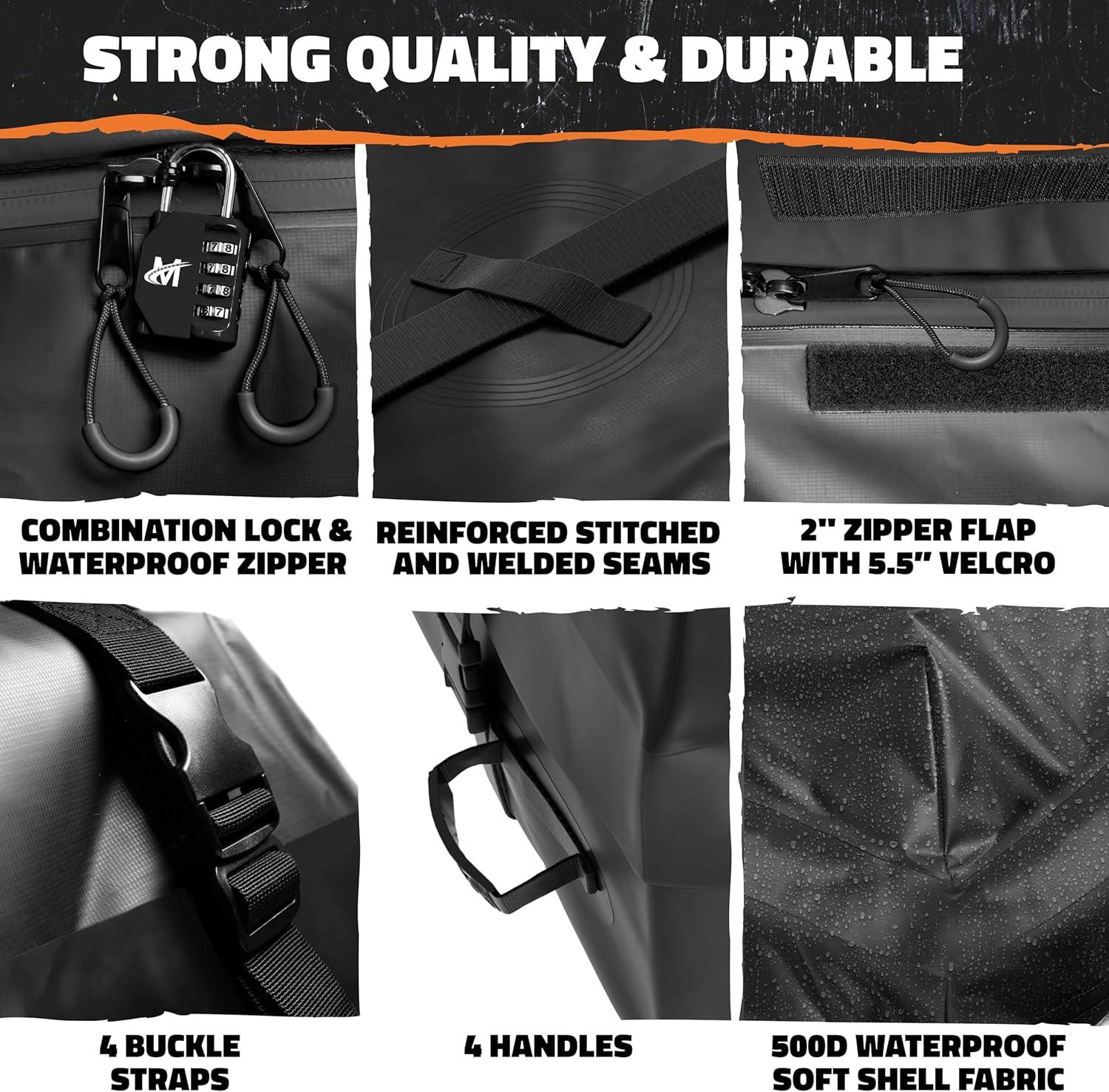 imageMockins 25 CuFt Heavy Duty Car Roof Bag 60quotx43quotx17quot  Works with or Without Roof Rack  Great for Road Trip Vacations Camping Adventures ampamp More  Set Includes Roof Mat Lock Hooks ampamp Straps25 Cubic Ft