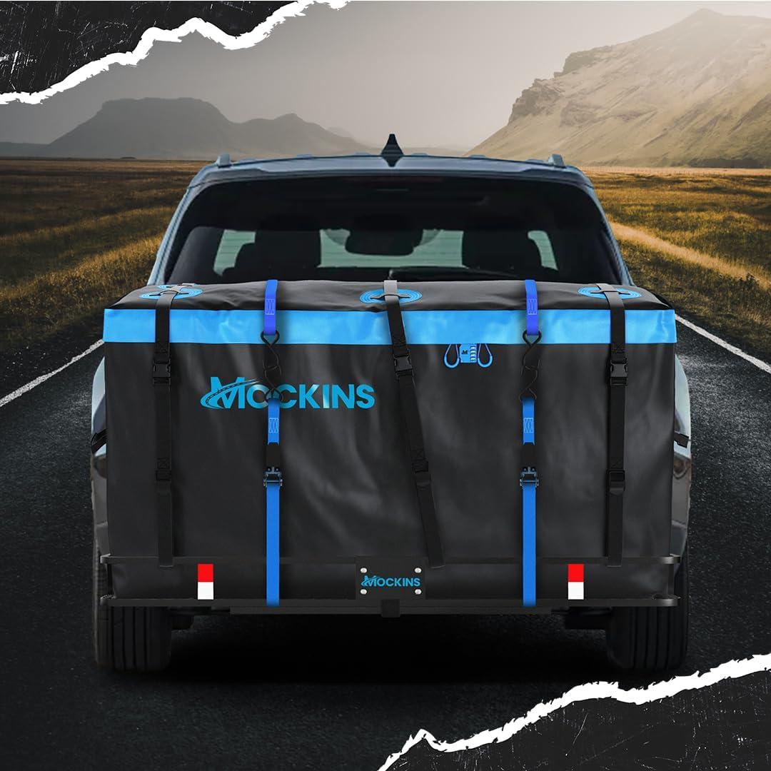 imageMockins 25 CuFt Large Trailer Hitch Cargo Carrier Bag  60quotx24quotx31quot All Weather Cargo Bag for Hitch Carrier  Waterproof Luggage Bag for Truck Bed Storage  Vehicle Soft Shell Carriers wAccessories25 Cubic Feet  60x31x24
