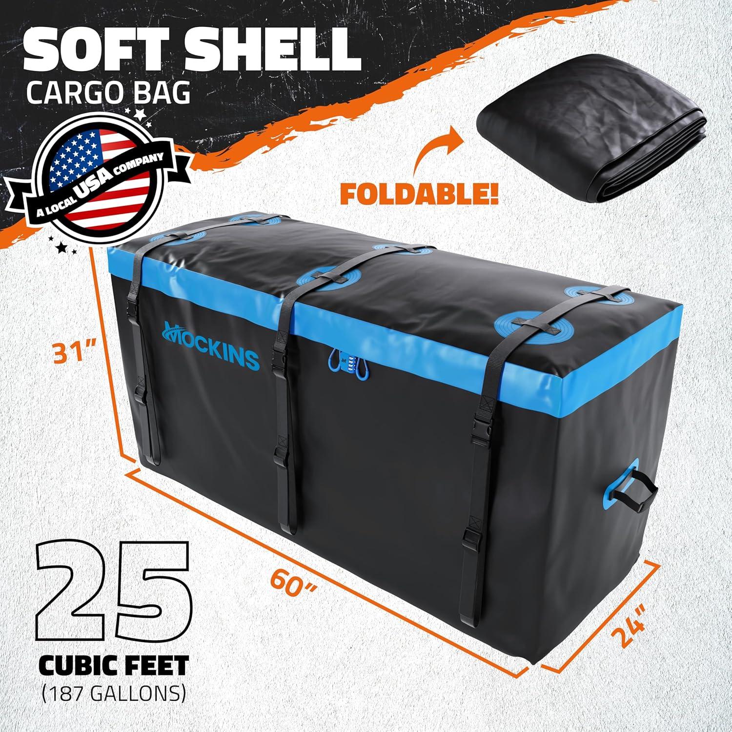 imageMockins 25 CuFt Large Trailer Hitch Cargo Carrier Bag  60quotx24quotx31quot All Weather Cargo Bag for Hitch Carrier  Waterproof Luggage Bag for Truck Bed Storage  Vehicle Soft Shell Carriers wAccessories25 Cubic Feet  60x31x24