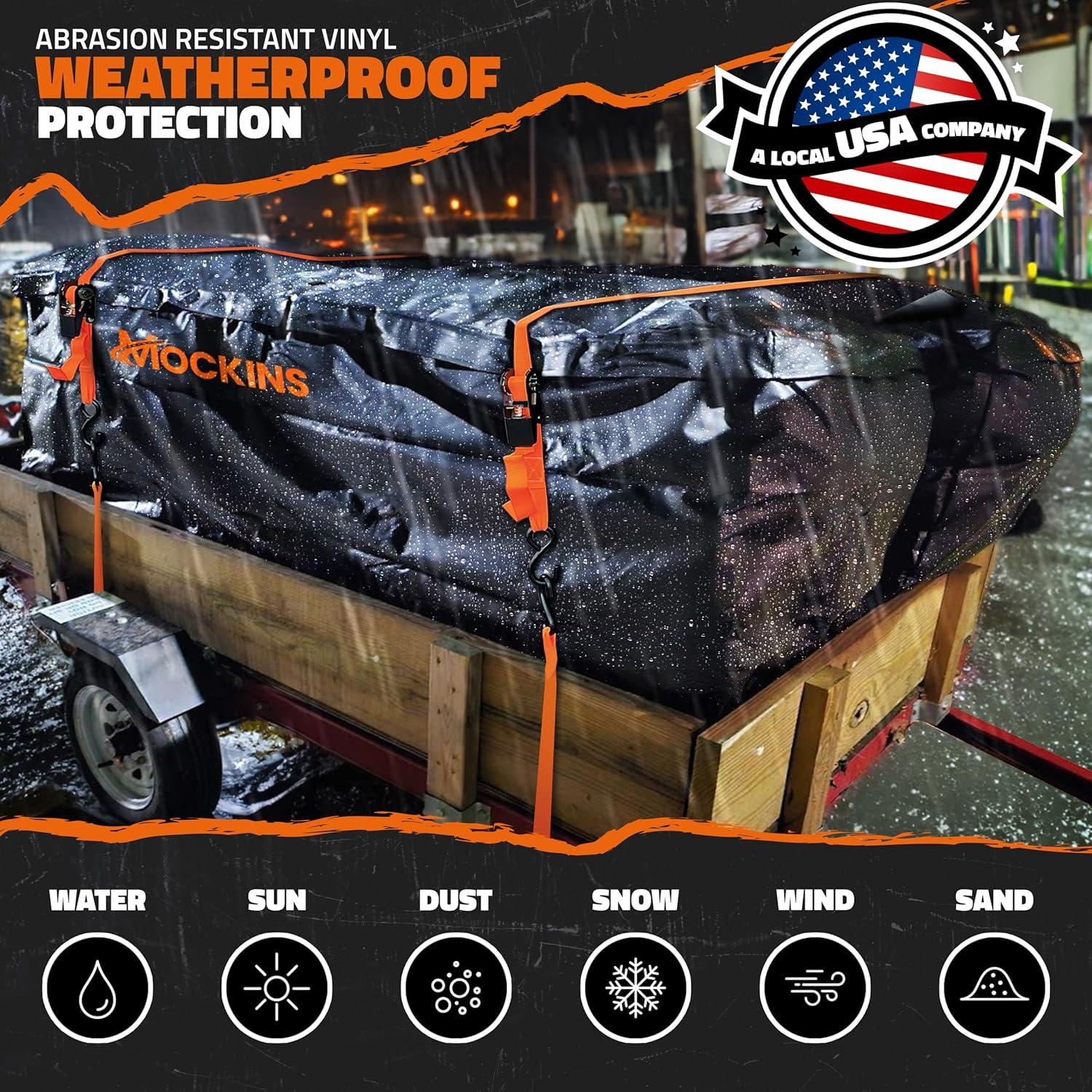 imageMockins 25 CuFt Large Trailer Hitch Cargo Carrier Bag  60quotx24quotx31quot All Weather Cargo Bag for Hitch Carrier  Waterproof Luggage Bag for Truck Bed Storage  Vehicle Soft Shell Carriers wAccessories40 Cubic Feet  84x24x34
