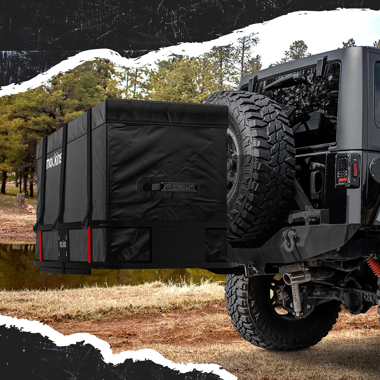 imageMockins 25 CuFt Weatherproof Trailer Hitch Cargo Carrier Bag  60quotx24quotx31quot Waterproof Cargo Bag for Hitch Carrier ampamp Truck Bed Storage  Vinyl Vehicle SoftShell Carriers wStraps Lock ampamp Carry Bag25 Cu Ft  XL Black