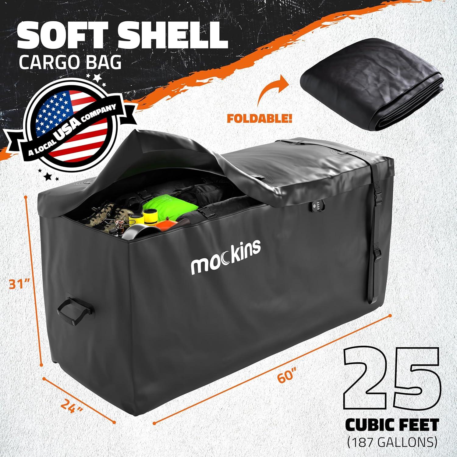 imageMockins 25 CuFt Weatherproof Trailer Hitch Cargo Carrier Bag  60quotx24quotx31quot Waterproof Cargo Bag for Hitch Carrier ampamp Truck Bed Storage  Vinyl Vehicle SoftShell Carriers wStraps Lock ampamp Carry Bag25 Cu Ft  XL Black