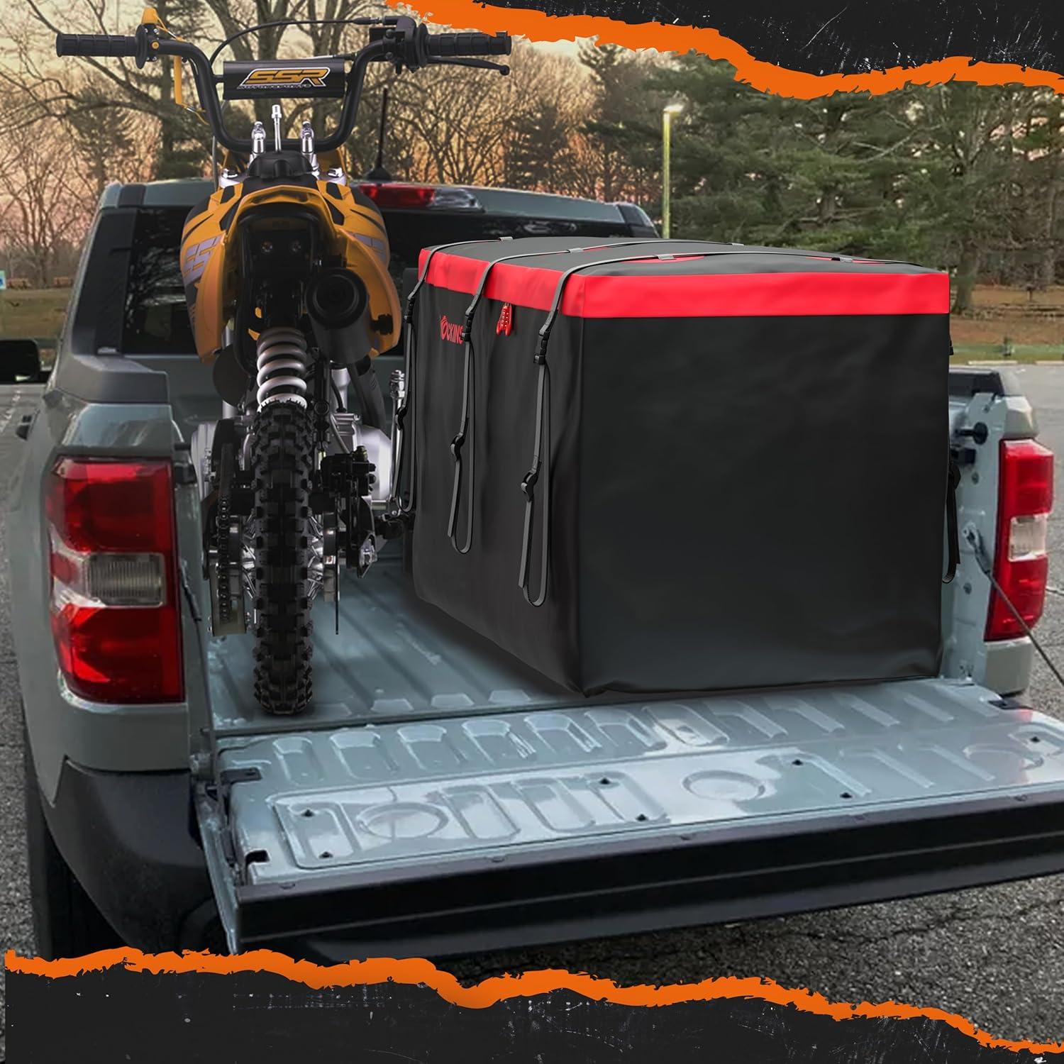 imageMockins 25 CuFt Weatherproof Trailer Hitch Cargo Carrier Bag  60quotx24quotx31quot Waterproof Cargo Bag for Hitch Carrier ampamp Truck Bed Storage  Vinyl Vehicle SoftShell Carriers wStraps Lock ampamp Carry Bag40 Cu Ft  BlackRed