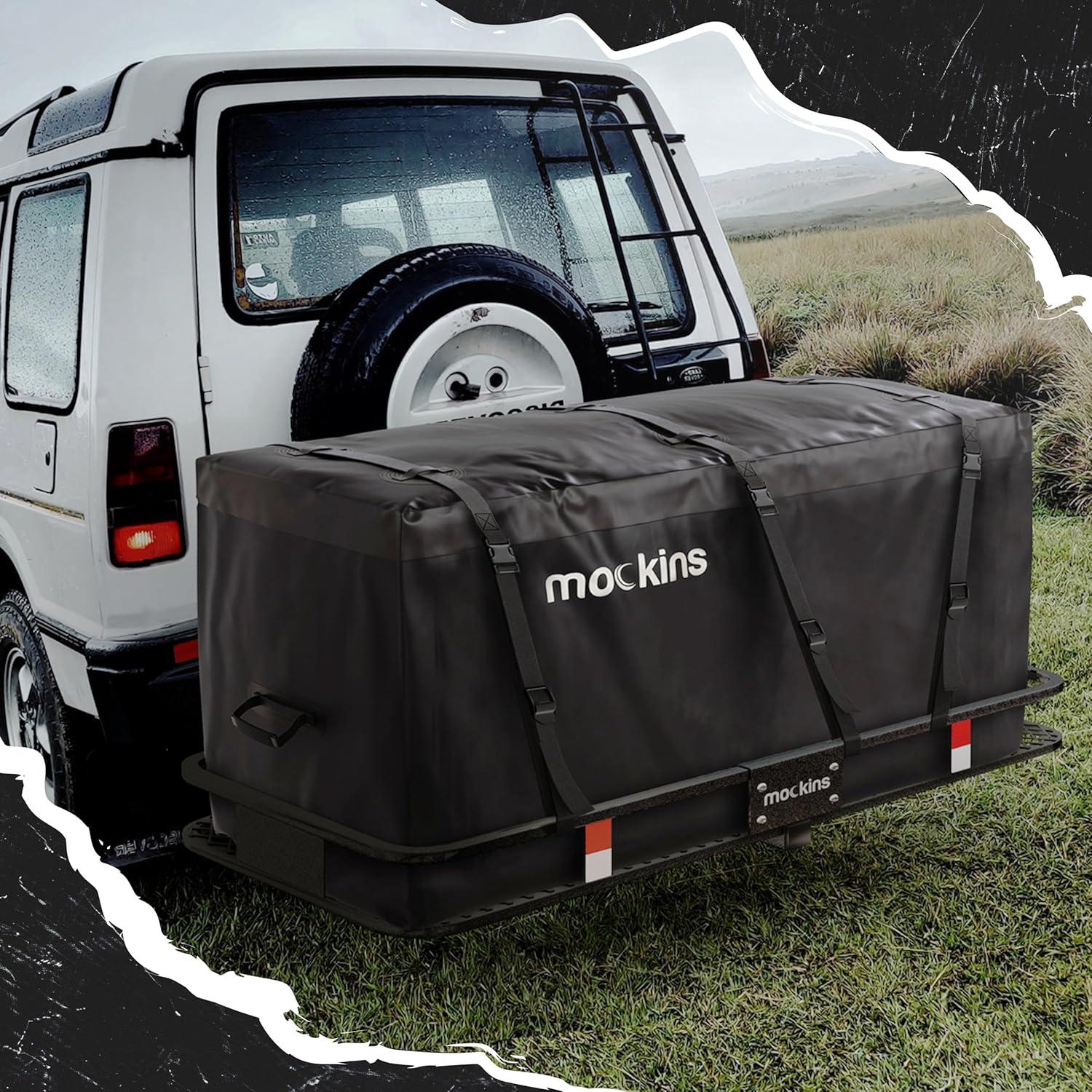 imageMockins 25 CuFt Weatherproof Trailer Hitch Cargo Carrier Bag  60quotx24quotx31quot Waterproof Cargo Bag for Hitch Carrier ampamp Truck Bed Storage  Vinyl Vehicle SoftShell Carriers wStraps Lock ampamp Carry Bag25 Cu Ft  XL Black