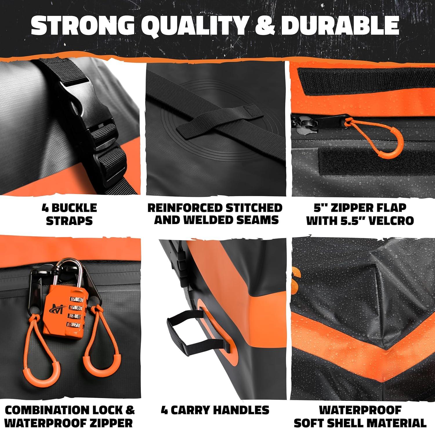 imageMockins 30 CuFt AllWeather Rooftop Cargo Carrier Bag  60quotx43quotx20quot SoftShell Vinyl Car Top Carrier Without Roof Rack  Roof Cargo Bag for Top of Car SUV Truck ampamp Large Vehicles wAccessories30 Cubic Ft