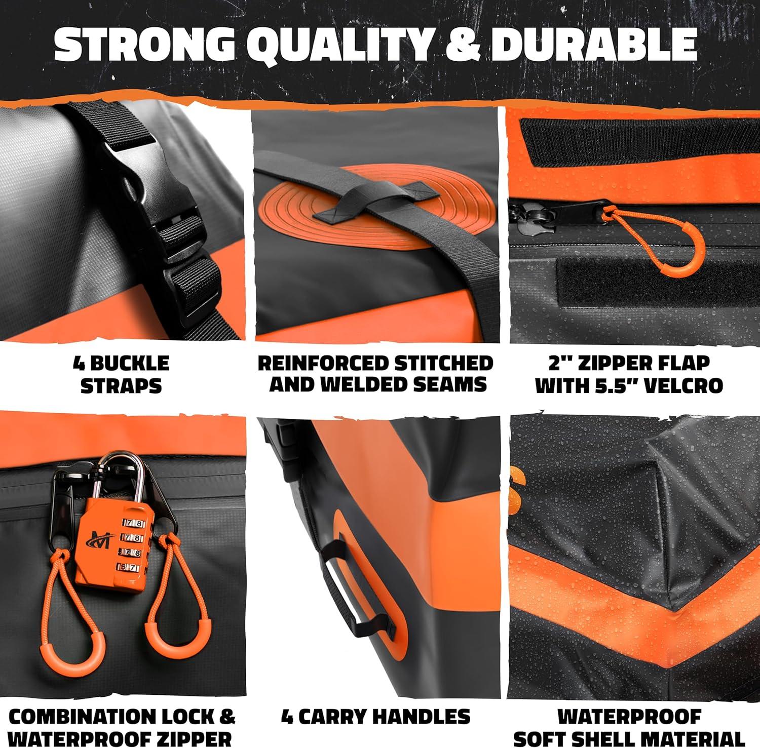 imageMockins 30 CuFt AllWeather Rooftop Cargo Carrier Bag  60quotx43quotx20quot SoftShell Vinyl Car Top Carrier Without Roof Rack  Roof Cargo Bag for Top of Car SUV Truck ampamp Large Vehicles wAccessories20 Cubic Ft  Bag with Handles