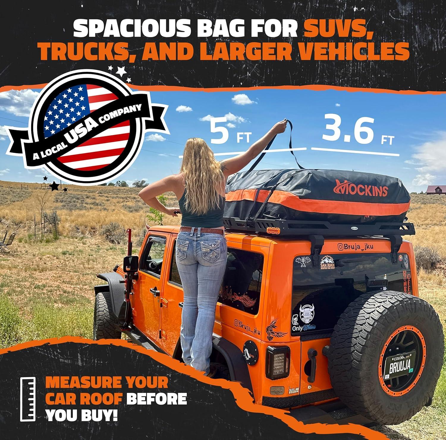 imageMockins 30 CuFt AllWeather Rooftop Cargo Carrier Bag  60quotx43quotx20quot SoftShell Vinyl Car Top Carrier Without Roof Rack  Roof Cargo Bag for Top of Car SUV Truck ampamp Large Vehicles wAccessories30 Cubic Ft