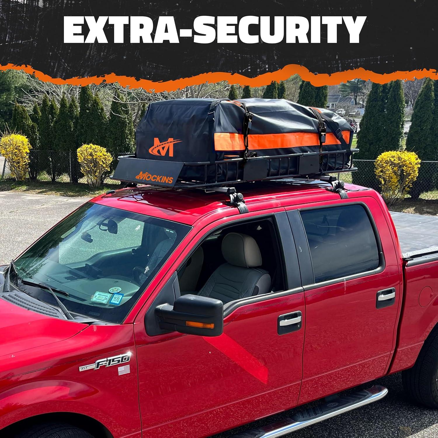 imageMockins 30 CuFt AllWeather Rooftop Cargo Carrier Bag  60quotx43quotx20quot SoftShell Vinyl Car Top Carrier Without Roof Rack  Roof Cargo Bag for Top of Car SUV Truck ampamp Large Vehicles wAccessories20 Cubic Ft  Bag with Handles