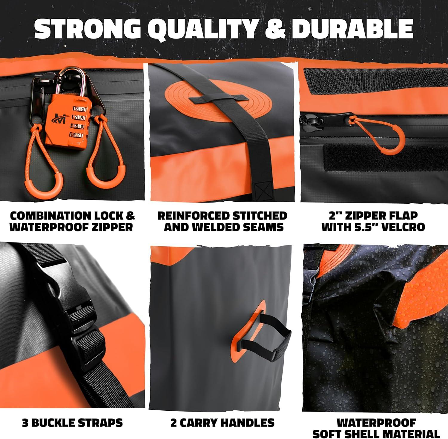 imageMockins 30 CuFt Trailer Hitch Cargo Carrier Bag  60quotx24quotx36quot Weatherproof Cargo Bag for Hitch Carrier  Waterproof Truck Bed Storage  Vinyl Vehicle Soft Shell Carriers Set for Road Trips ampamp Camping30 Cu Ft  BlackOrange  6 Packing Cubes