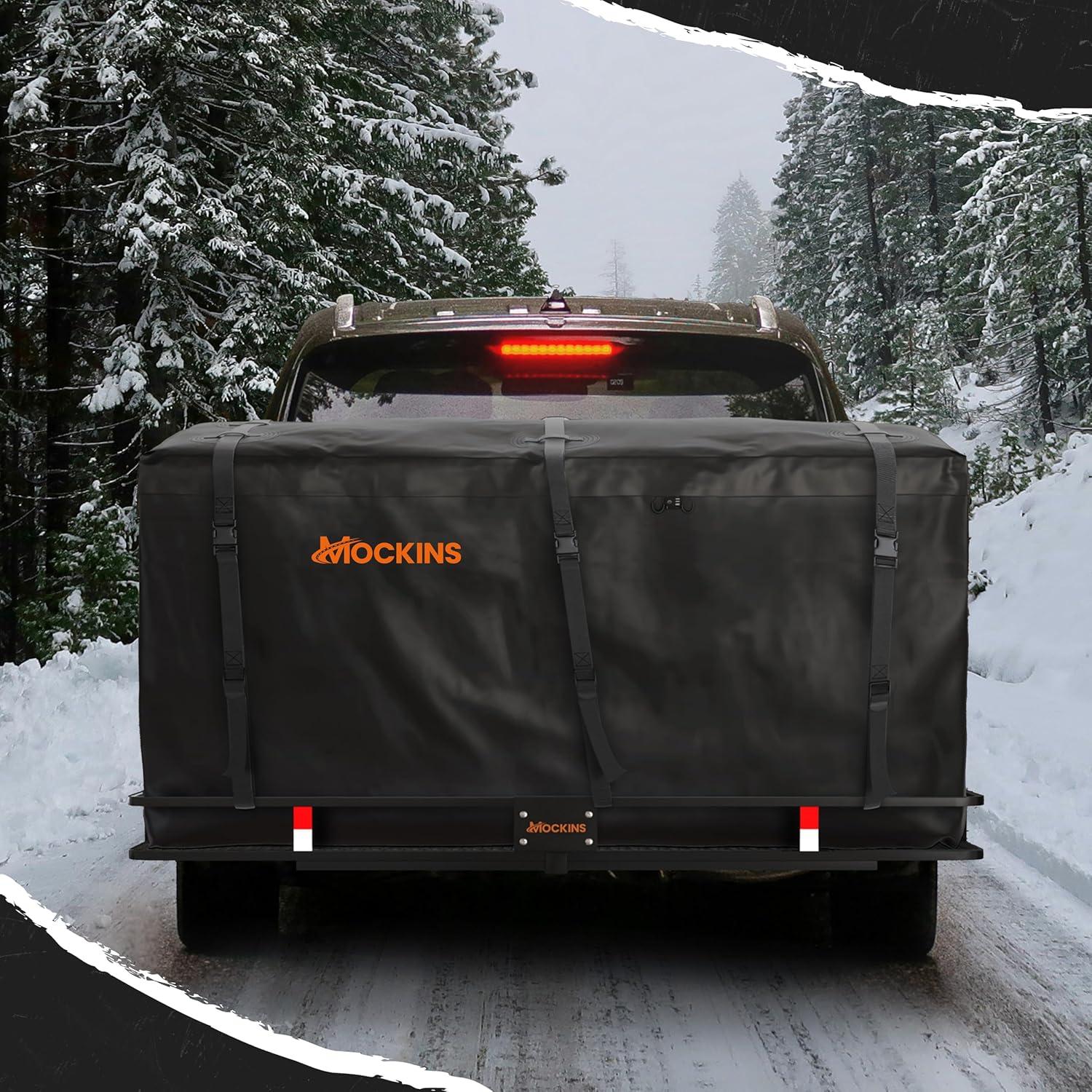 imageMockins 30 CuFt Trailer Hitch Cargo Carrier Bag  60quotx24quotx36quot Weatherproof Cargo Bag for Hitch Carrier  Waterproof Truck Bed Storage  Vinyl Vehicle Soft Shell Carriers Set for Road Trips ampamp Camping40 Cu Ft  Black