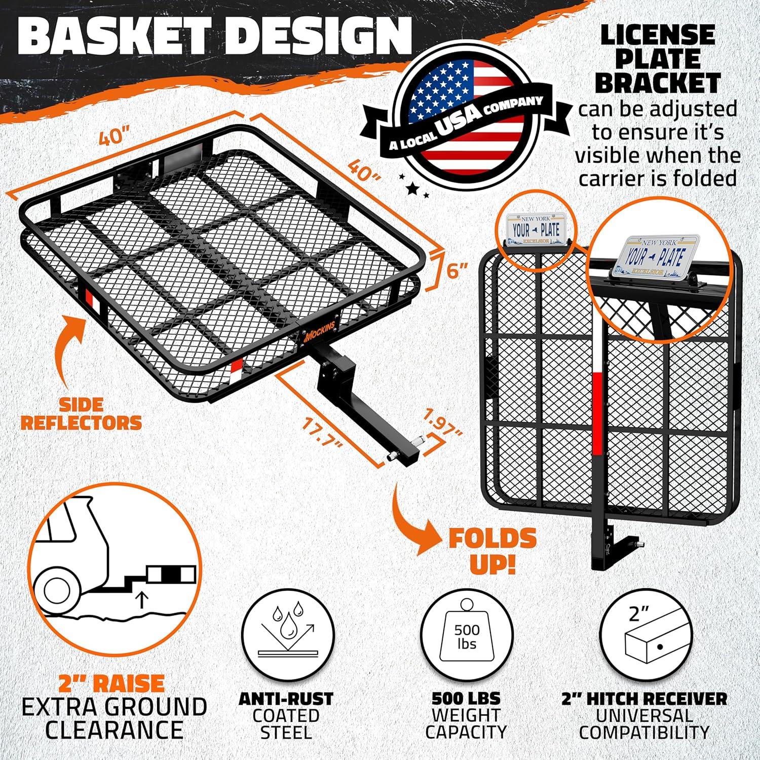 imageMockins 30 Cubic Ft Square Trailer Hitch Cargo Carrier Bag Waterproof ampamp All Weather  40quotx40quotx32quot 500D PVC Cargo Bag for Hitch Carrier  Spacious Truck Bed Waterproof Storage wBuckle Straps ampamp Lock40L X 40W X 6H Hitch Carrier