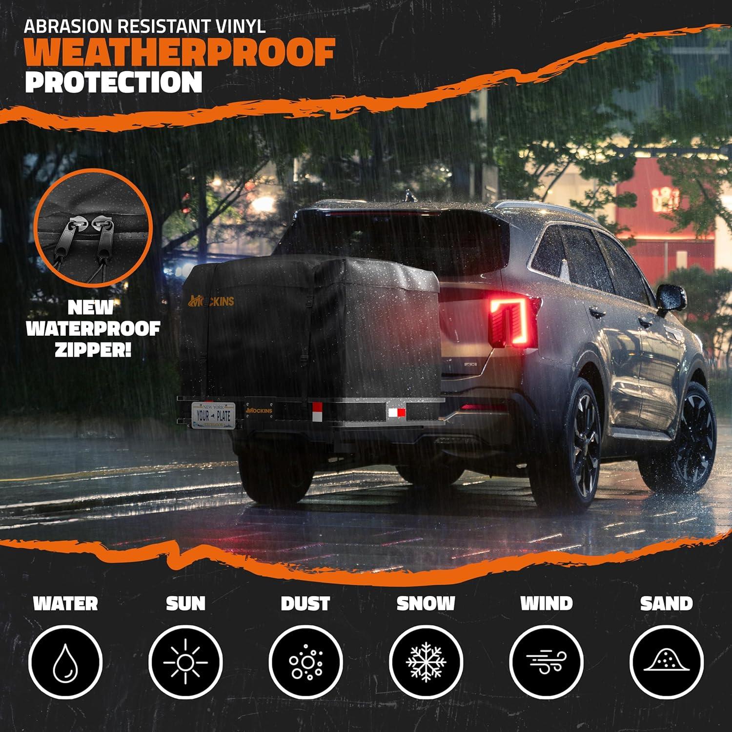 imageMockins 30 Cubic Ft Square Trailer Hitch Cargo Carrier Bag Waterproof ampamp All Weather  40quotx40quotx32quot 500D PVC Cargo Bag for Hitch Carrier  Spacious Truck Bed Waterproof Storage wBuckle Straps ampamp Lock30 Cu Ft Bag  40x40x32