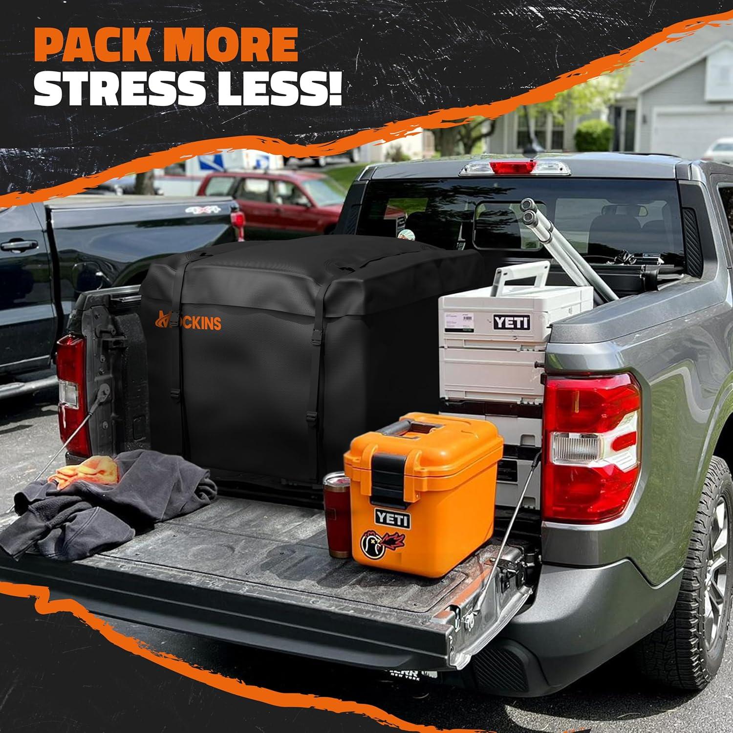 imageMockins 30 Cubic Ft Square Trailer Hitch Cargo Carrier Bag Waterproof ampamp All Weather  40quotx40quotx32quot 500D PVC Cargo Bag for Hitch Carrier  Spacious Truck Bed Waterproof Storage wBuckle Straps ampamp Lock30 Cu Ft Bag  40x40x32