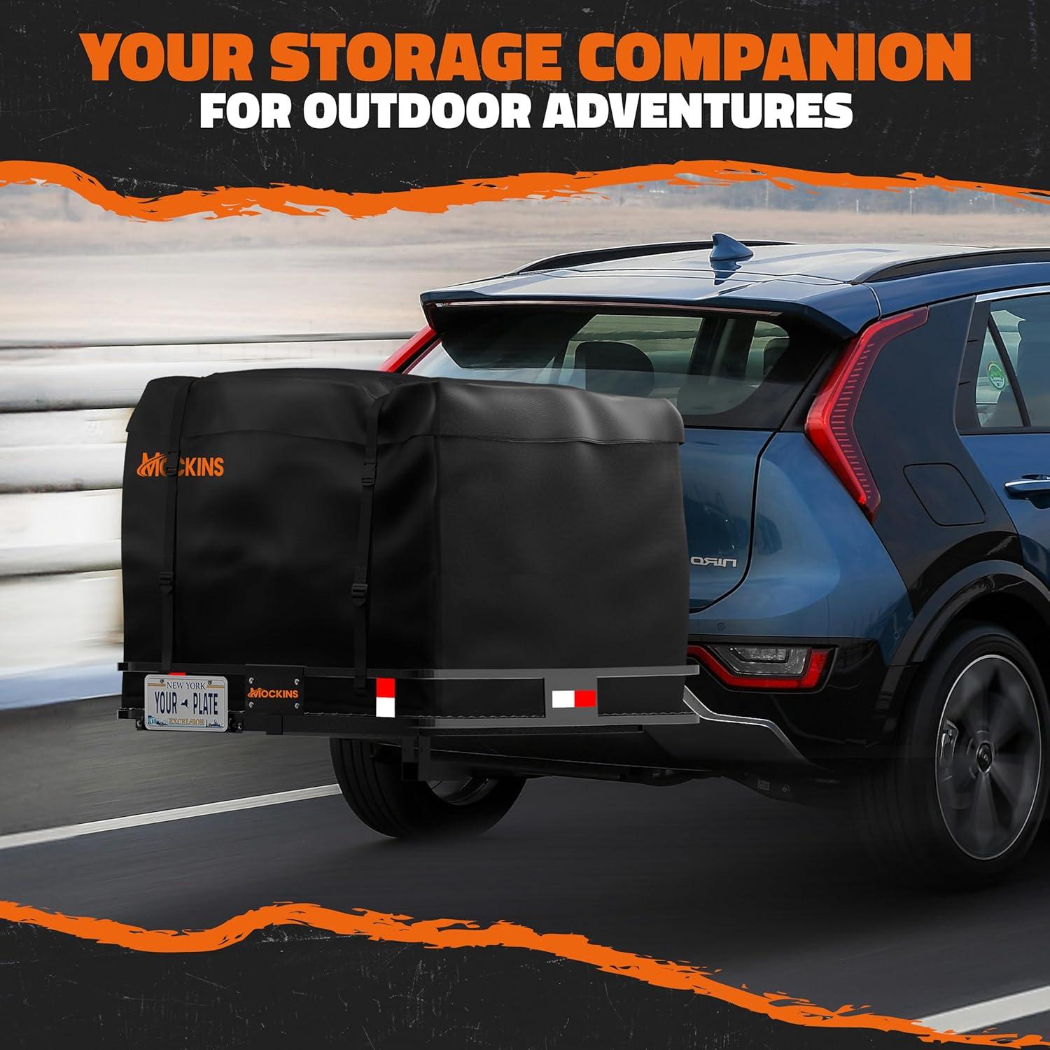 imageMockins 30 Cubic Ft Square Trailer Hitch Cargo Carrier Bag Waterproof ampamp All Weather  40quotx40quotx32quot 500D PVC Cargo Bag for Hitch Carrier  Spacious Truck Bed Waterproof Storage wBuckle Straps ampamp Lock40L X 40W X 6H Hitch Carrier