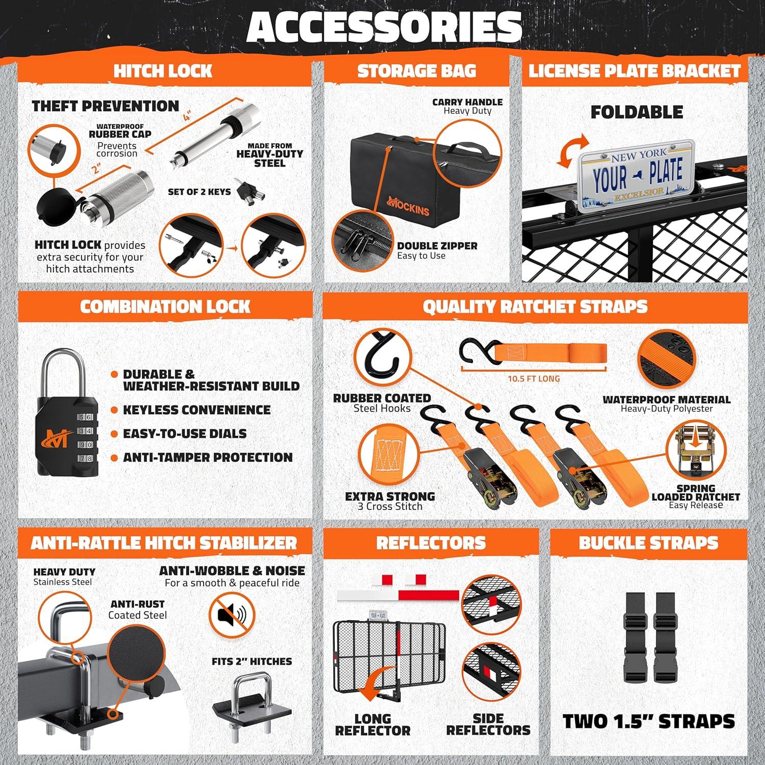 imageMockins 30 Cubic Ft Square Trailer Hitch Cargo Carrier Bag Waterproof ampamp All Weather  40quotx40quotx32quot 500D PVC Cargo Bag for Hitch Carrier  Spacious Truck Bed Waterproof Storage wBuckle Straps ampamp Lock40L X 40W X 6H Hitch Carrier  30 Cu Ft Bag
