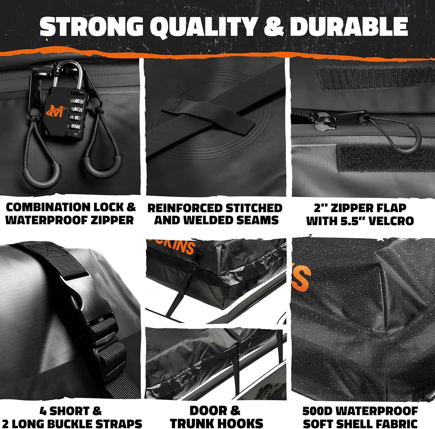 imageMockins 35 CuFt Black Waterproof Rooftop Cargo Carrier Bag  60quotx42quotx24quot Car Roof Bag for Use with or wo Roof Rack  Car Topper Luggage Carrier Waterproof Storage Set wMat Straps Hooks ampamp More