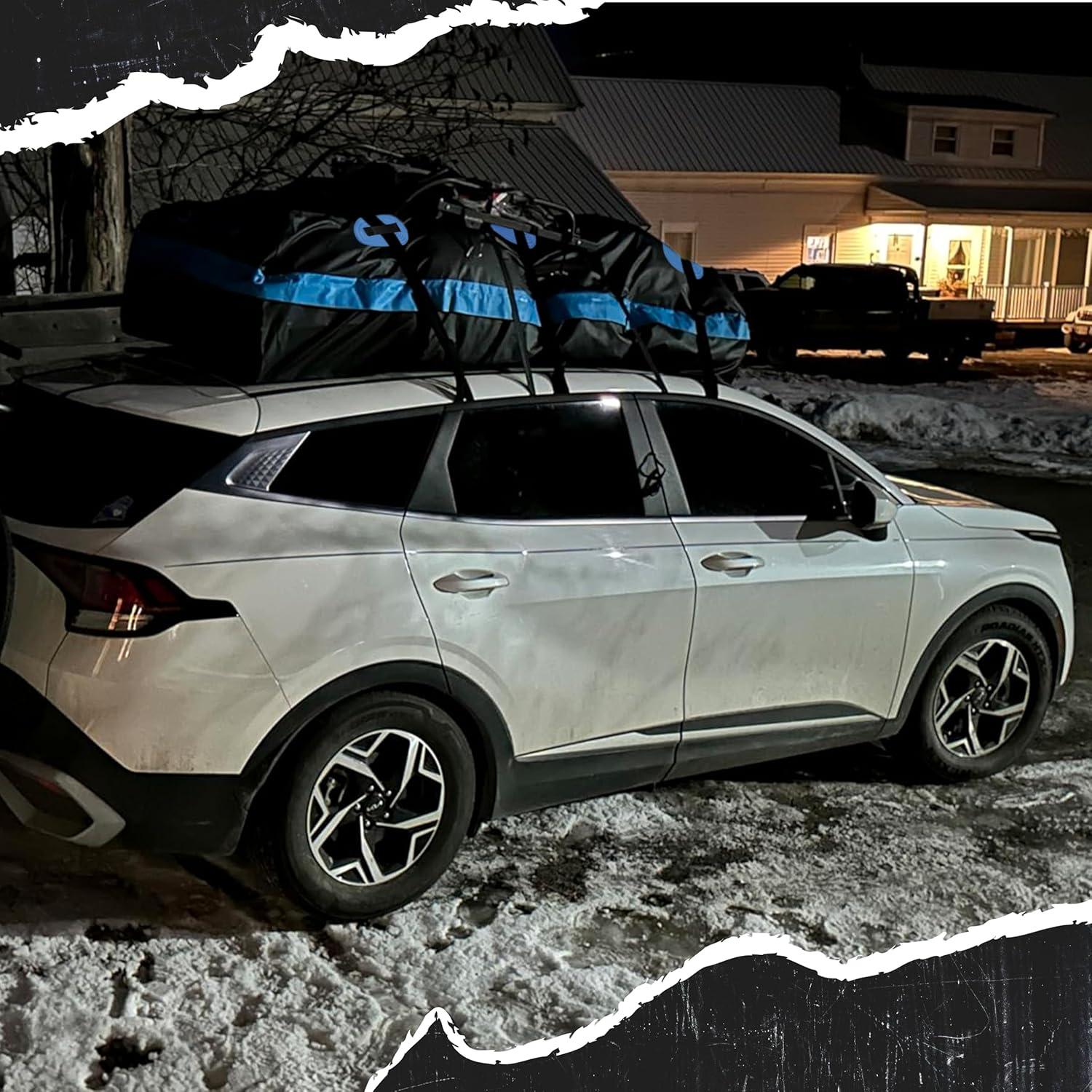 imageMockins 35 CuFt XL Car Rooftop Cargo Carrier Bag  80quotx40quotx19quot Waterproof Cargo Bag for Top of Car Storage  All Weather SoftShell Vinyl Car Top Carrier Without Roof Rack wRoof Bag Accessories