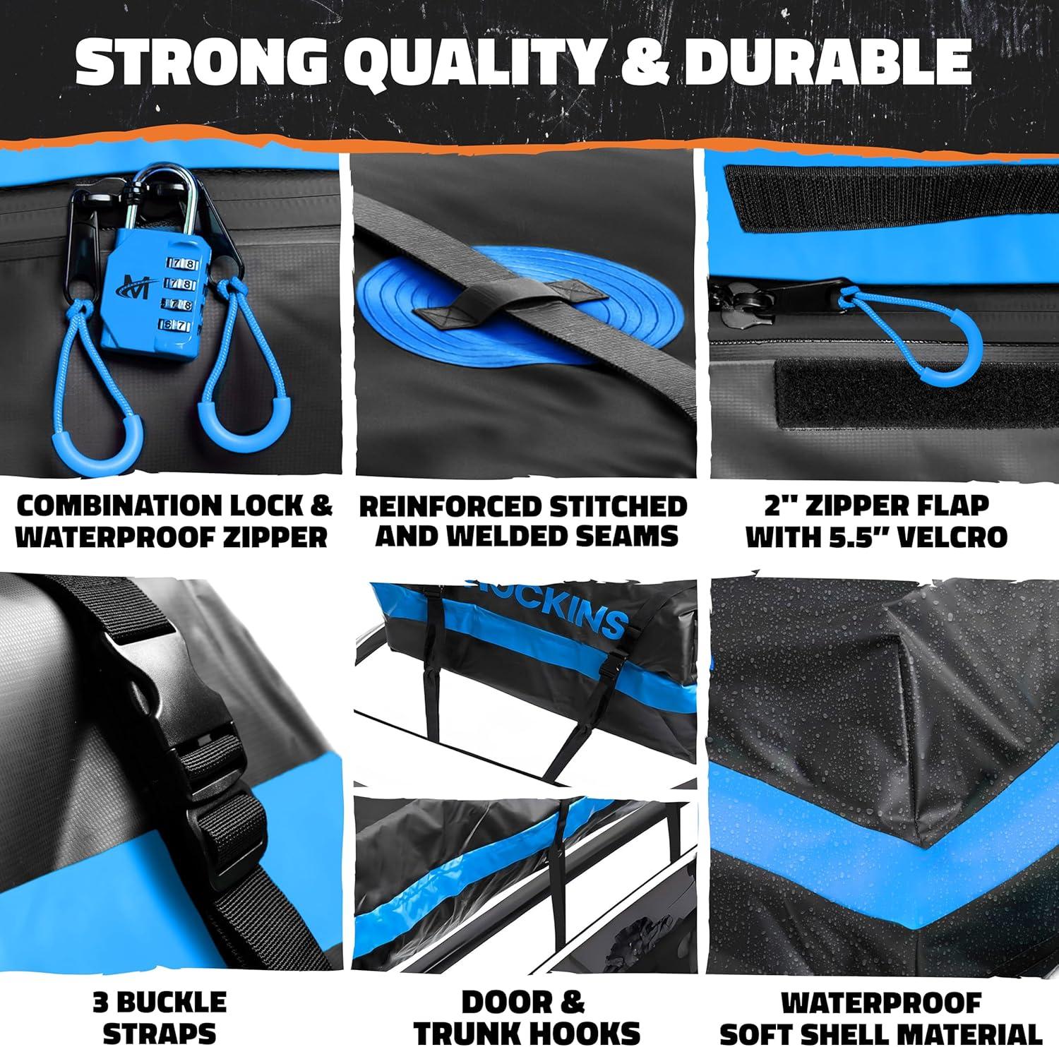 imageMockins 35 CuFt XL Car Rooftop Cargo Carrier Bag  80quotx40quotx19quot Waterproof Cargo Bag for Top of Car Storage  All Weather SoftShell Vinyl Car Top Carrier Without Roof Rack wRoof Bag Accessories