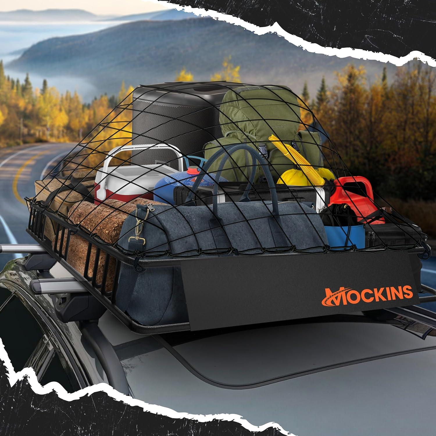 imageMockins 35 Cubic Ft Rooftop Cargo Carrier Bag ampamp Heavy Duty 84quotx39quotx6quot Roof Rack Basket Bundle