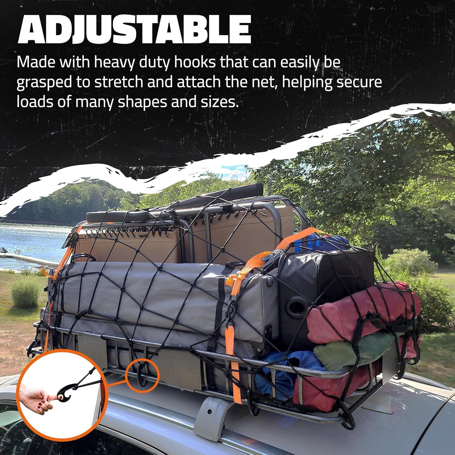 imageMockins 36quotx20quot Heavy Duty Cargo Net for Pickup Truck Bed SUV ampamp Car  6mm Extra Thick ampamp Elastic Bungee Net with Hooks  Stretches Up to 75quotx40quot  4quotx4quot Mesh Square Cargo Netting for Any Load SizeBlack