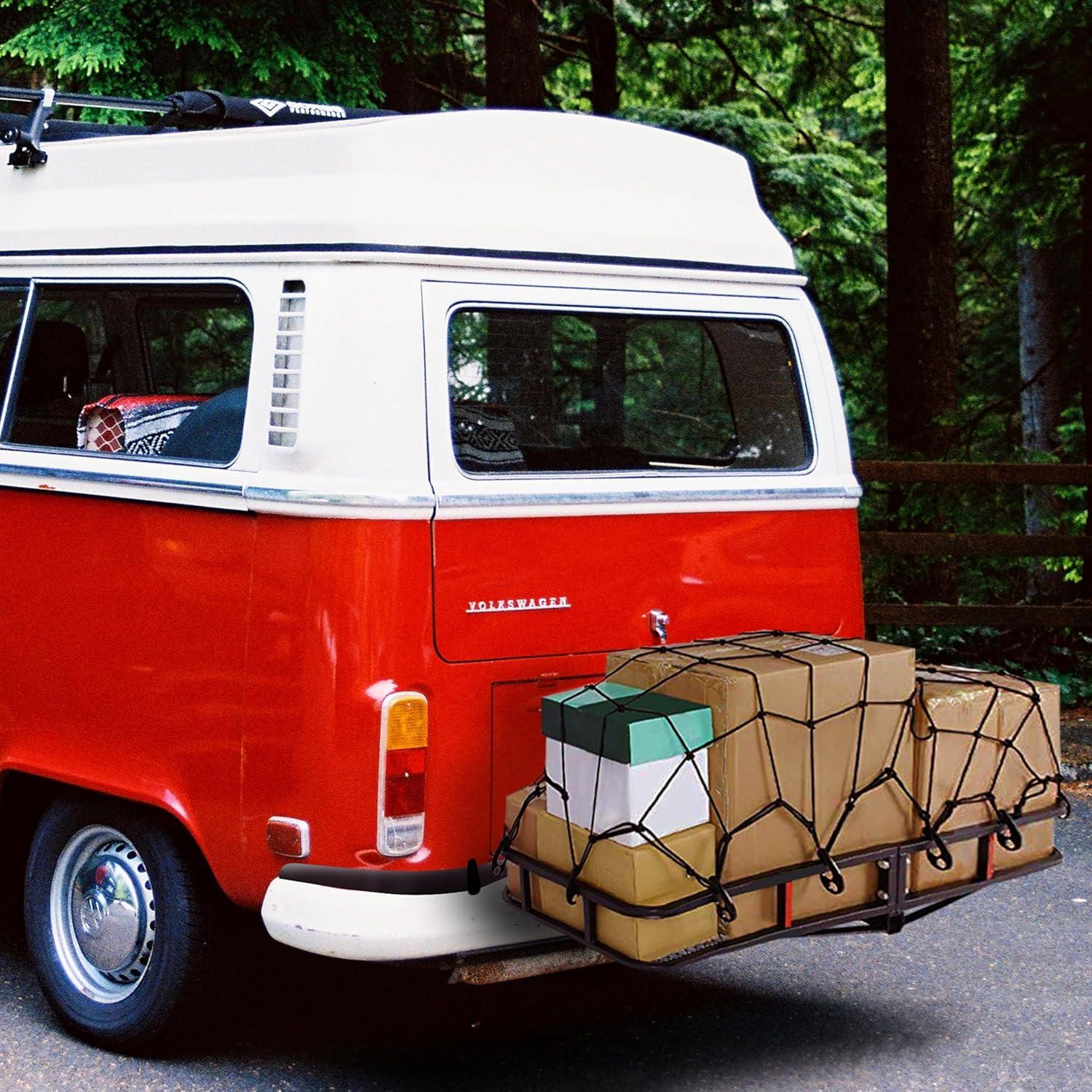 imageMockins 36quotx20quot Heavy Duty Cargo Net for Pickup Truck Bed SUV ampamp Car  6mm Extra Thick ampamp Elastic Bungee Net with Hooks  Stretches Up to 75quotx40quot  4quotx4quot Mesh Square Cargo Netting for Any Load SizeBlack