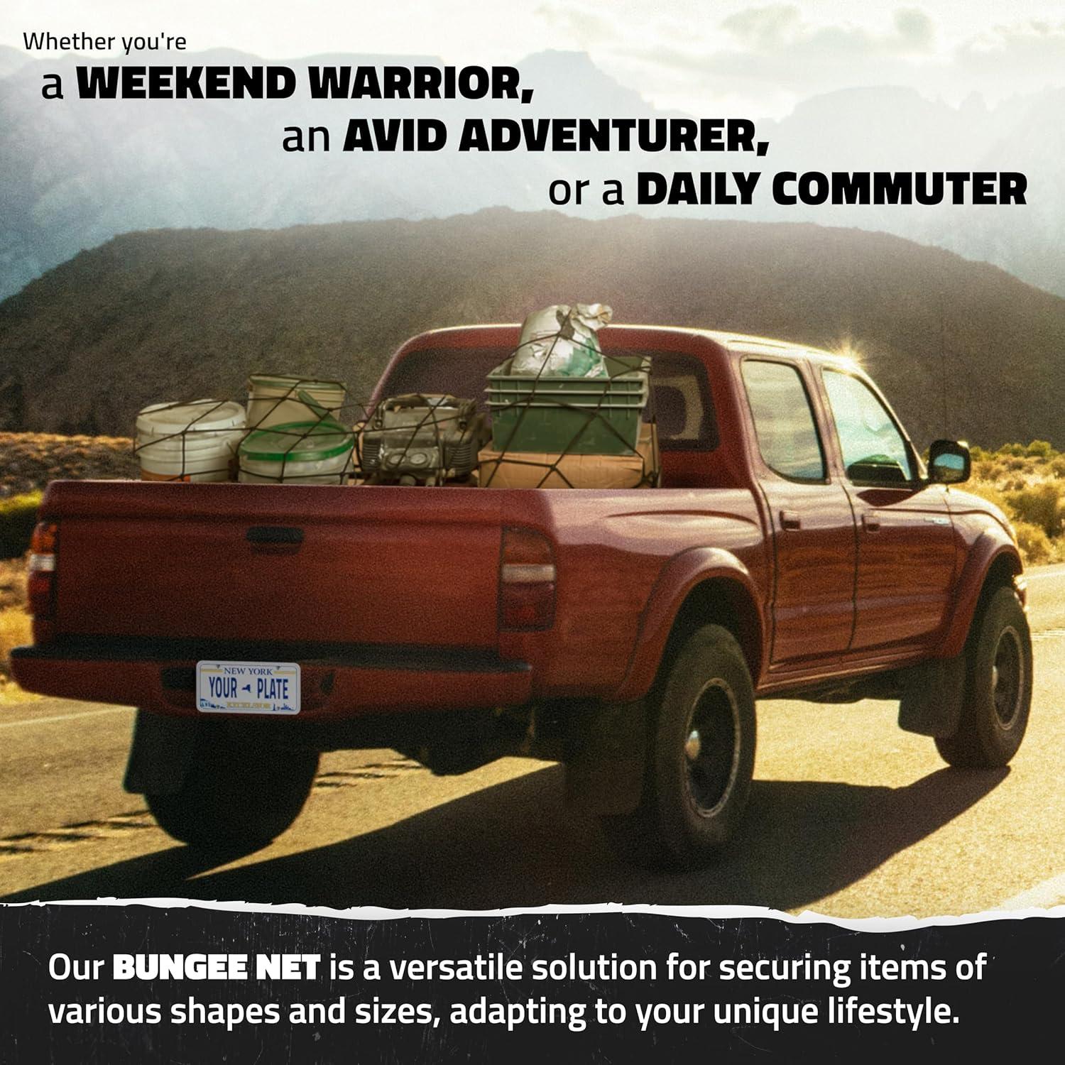 imageMockins 36quotx20quot Heavy Duty Cargo Net for Pickup Truck Bed SUV ampamp Car  6mm Extra Thick ampamp Elastic Bungee Net with Hooks  Stretches Up to 75quotx40quot  4quotx4quot Mesh Square Cargo Netting for Any Load SizeBlack