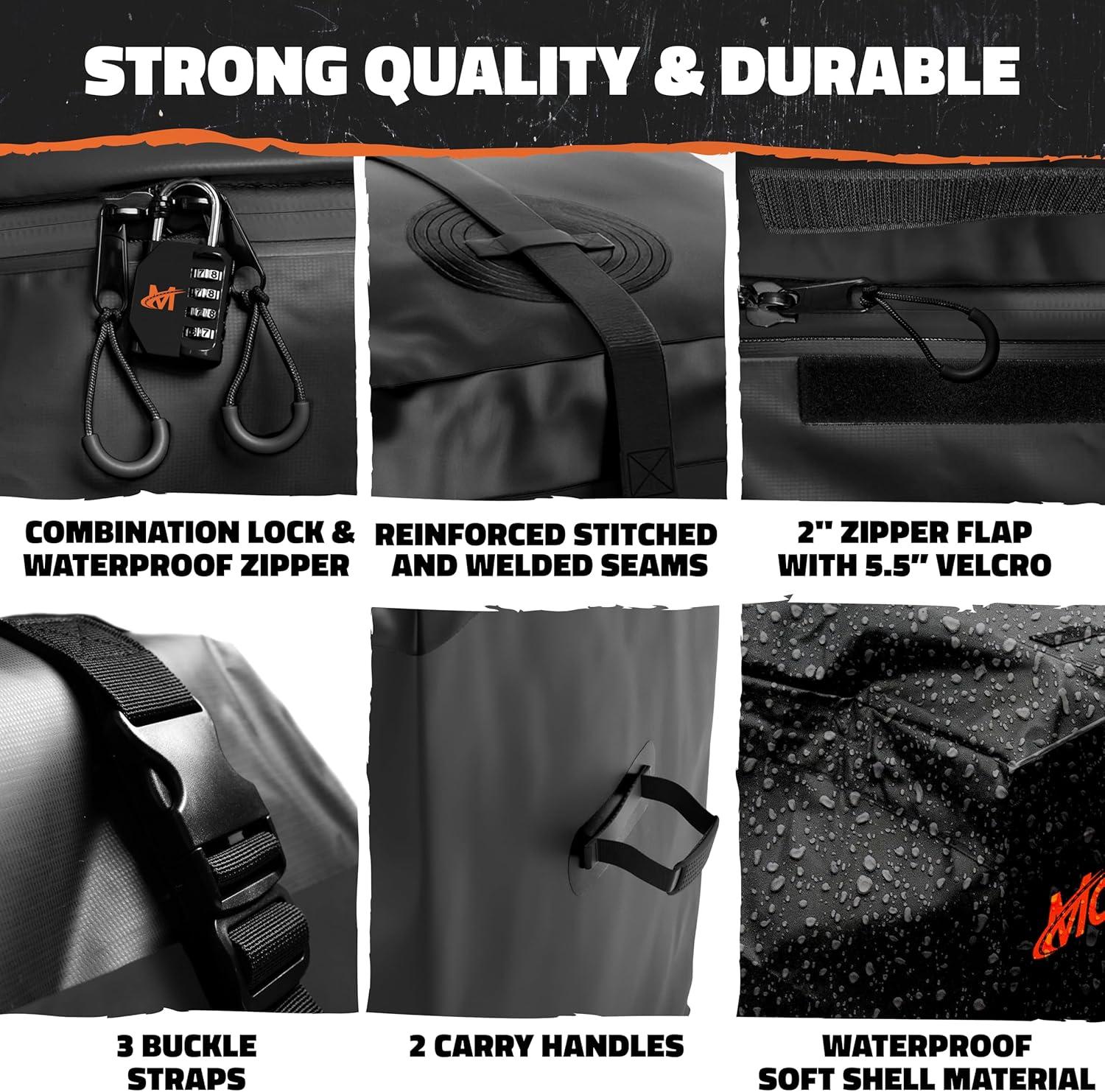 imageMockins 60quotx20quotx6quot Folding Trailer Hitch Cargo Carrier wRear Lights ampamp 16 Cubic Ft Black Cargo Carrier Bag Bundle