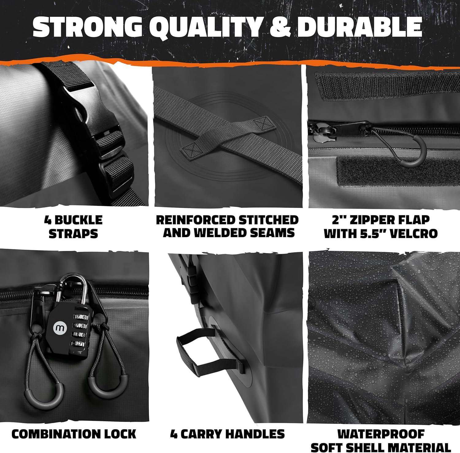 imageMockins 60quotx20quotx6quot Heavy Duty Trailer Hitch Cargo Carrier wLicense Plate Holder ampamp 16 CuFt Waterproof Cargo Bag for Hitch Carrier  AllWeather 500 Lbs Cap Folding Luggage Rack for SUV Car ampamp Truck64L x 39W x 6H  16 CuFt Bag