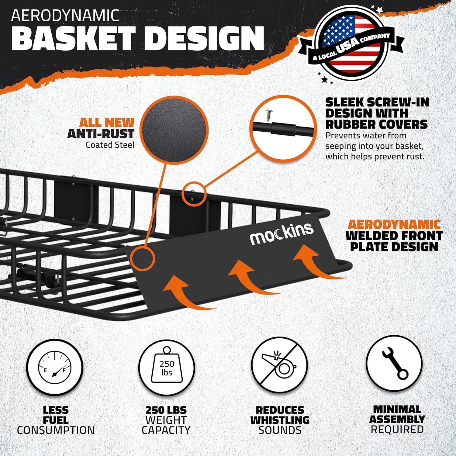 imageMockins 60quotx20quotx6quot Heavy Duty Trailer Hitch Cargo Carrier wLicense Plate Holder ampamp 16 CuFt Waterproof Cargo Bag for Hitch Carrier  AllWeather 500 Lbs Cap Folding Luggage Rack for SUV Car ampamp Truck64L x 39W x 6H  16 CuFt Bag