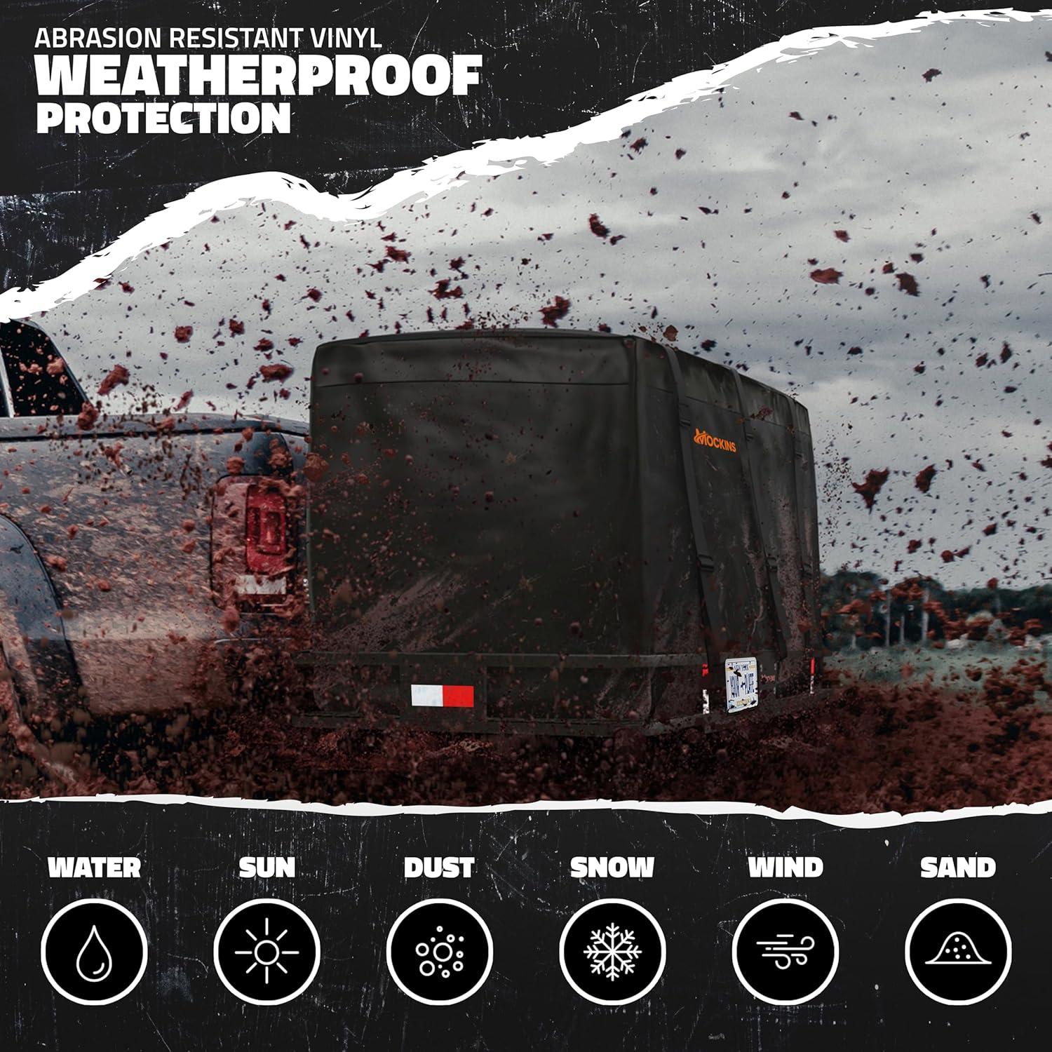 imageMockins 60quotx20quotx6quot Heavy Duty Trailer Hitch Cargo Carrier wLicense Plate Holder ampamp 16 CuFt Waterproof Cargo Bag for Hitch Carrier  AllWeather 500 Lbs Cap Folding Luggage Rack for SUV Car ampamp TruckExtra Extra Large 70 L X 30 W X 6 H