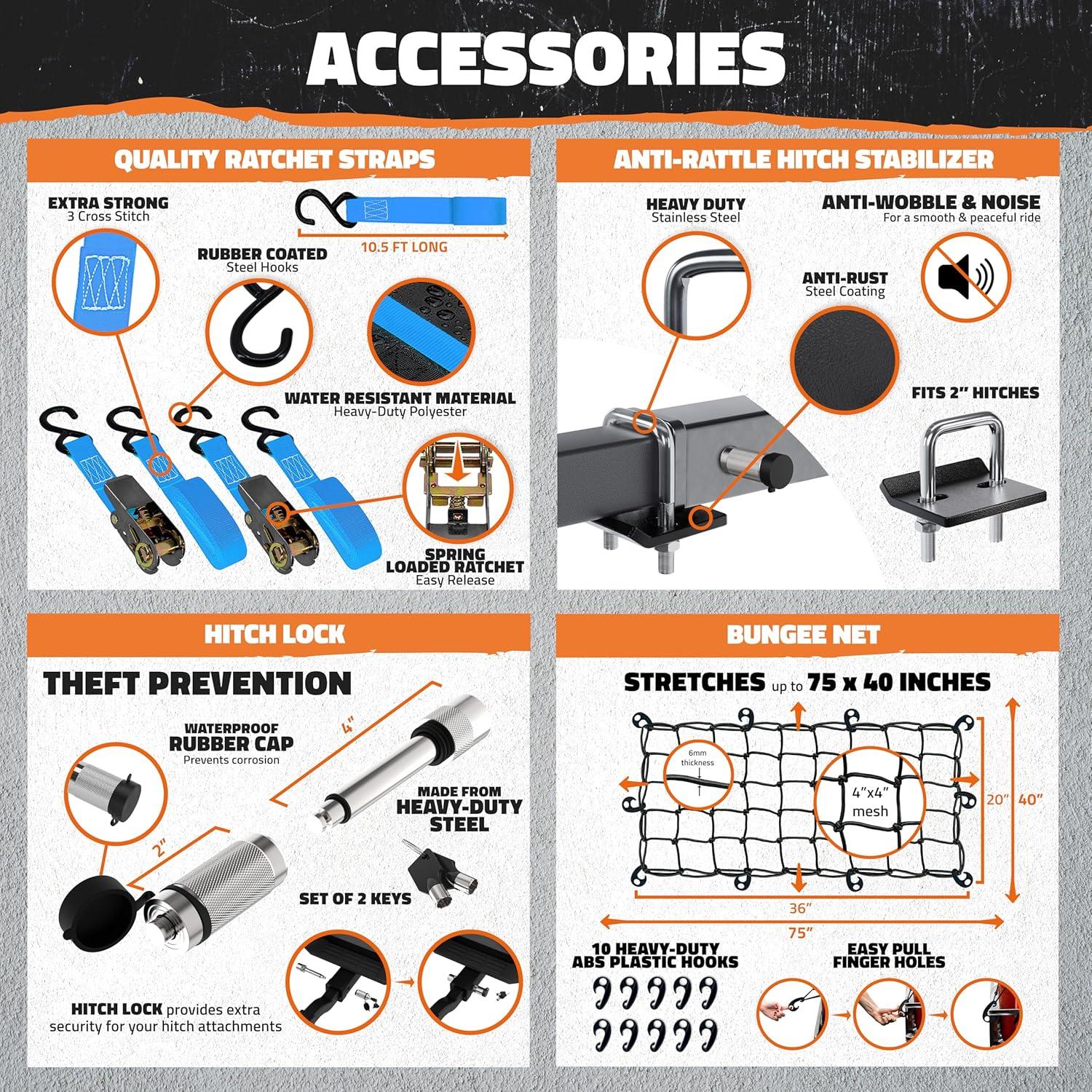 imageMockins 60quotx24quotx6quot Trailer Hitch Cargo Carrier w 30 CuFt Waterproof Cargo Bag for Hitch Carrier ampamp 6 Packing Cubes  Car Trailer Basket ampamp Vehicle Soft Shell Carriers for SUV Car ampamp Truck wAccessories60X20X6  16 CuFt Bag  Packing Cubes