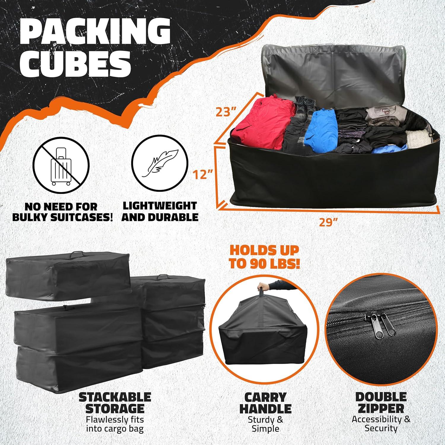 imageMockins 60quotx24quotx6quot Trailer Hitch Cargo Carrier w 30 CuFt Waterproof Cargo Bag for Hitch Carrier ampamp 6 Packing Cubes  Car Trailer Basket ampamp Vehicle Soft Shell Carriers for SUV Car ampamp Truck wAccessories60X24X6  30 CuFt Bag  Packing Cubes