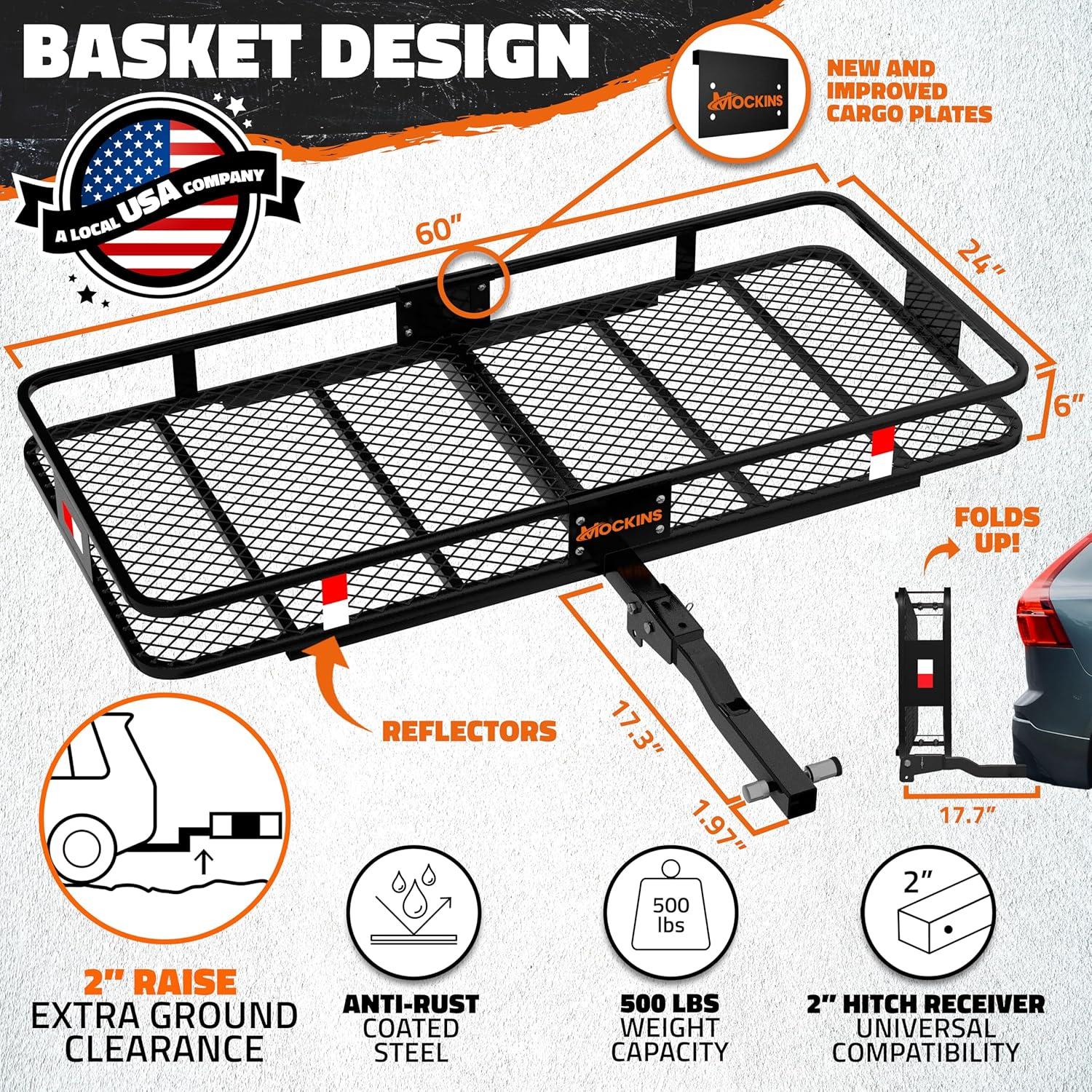 imageMockins 60quotx24quotx6quot Trailer Hitch Cargo Carrier w 30 CuFt Waterproof Cargo Bag for Hitch Carrier ampamp 6 Packing Cubes  Car Trailer Basket ampamp Vehicle Soft Shell Carriers for SUV Car ampamp Truck wAccessories60X24X6  30 CuFt Bag  Packing Cubes