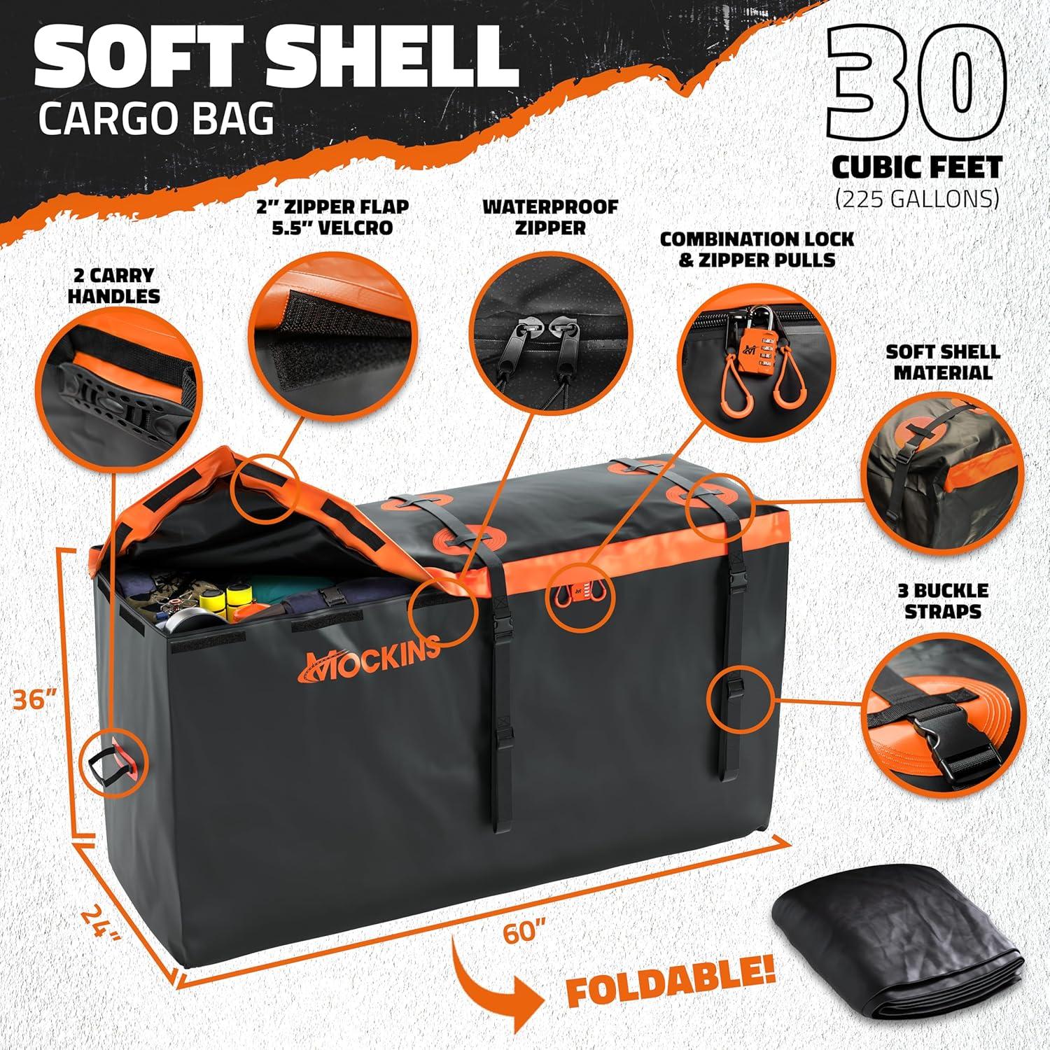 imageMockins 60quotx24quotx6quot Trailer Hitch Cargo Carrier w 30 CuFt Waterproof Cargo Bag for Hitch Carrier ampamp 6 Packing Cubes  Car Trailer Basket ampamp Vehicle Soft Shell Carriers for SUV Car ampamp Truck wAccessories60X24X6  30 CuFt Bag  Packing Cubes