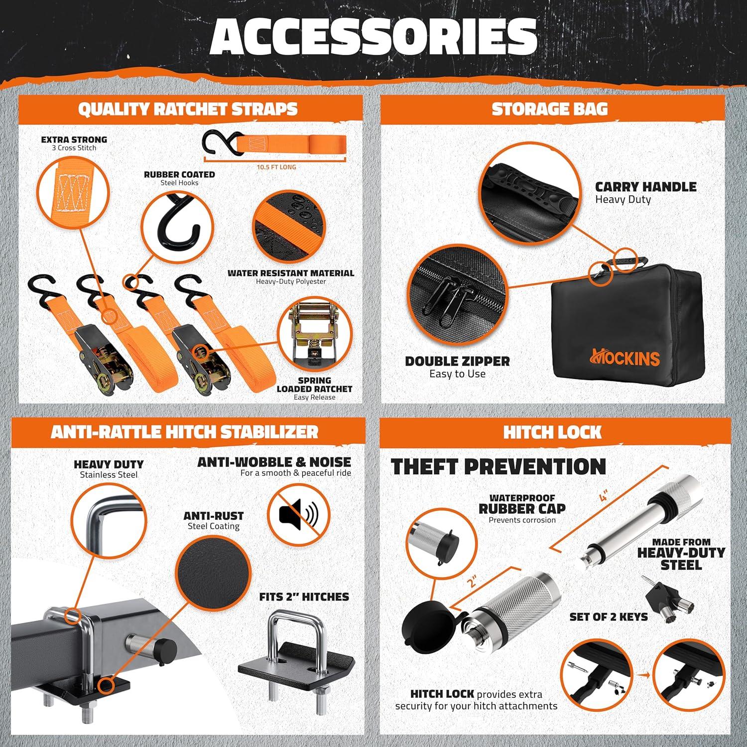 imageMockins 60quotx36quotx6quot XL Folding Trailer Hitch Cargo Carrier ampamp 35 CuFt Tow Hitch Cargo Carrier Bag  500 Lbs Capacity Luggage Rack for SUV Car Truck ampamp Soft Waterproof Trailer Rack Bag with AccessoriesXLarge 60L x 36W x 6H