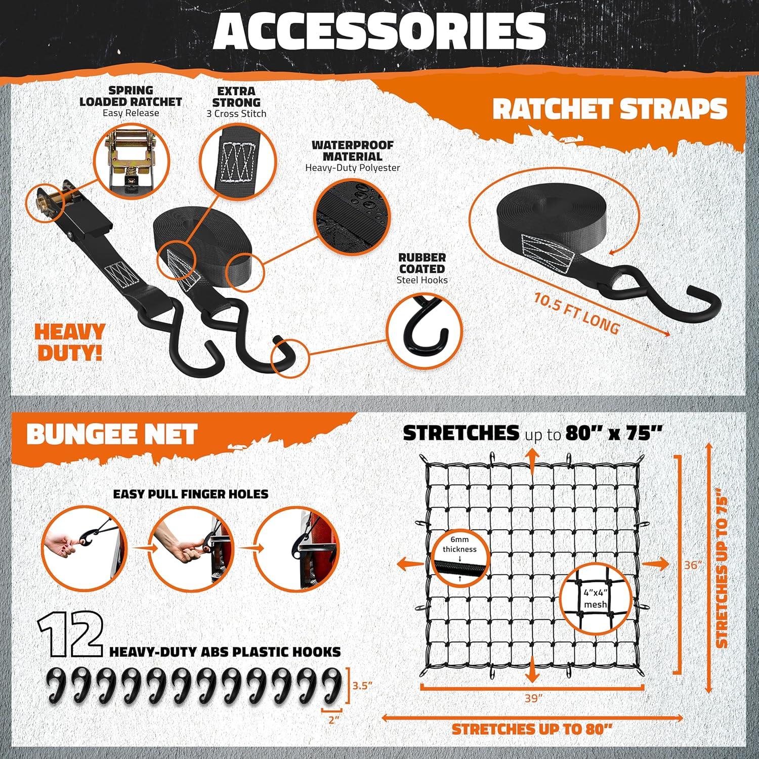 imageMockins 64quotx39quotx6quot Extendable Roof Rack Cargo Carrier for Top of Vehicle  250lbs Cap Car Top Carrier  Rooftop Cargo Basket for SUV Car Van ampamp More  Roof Basket Set wRatchet Straps ampamp Bungee Net64 x 39 x 6