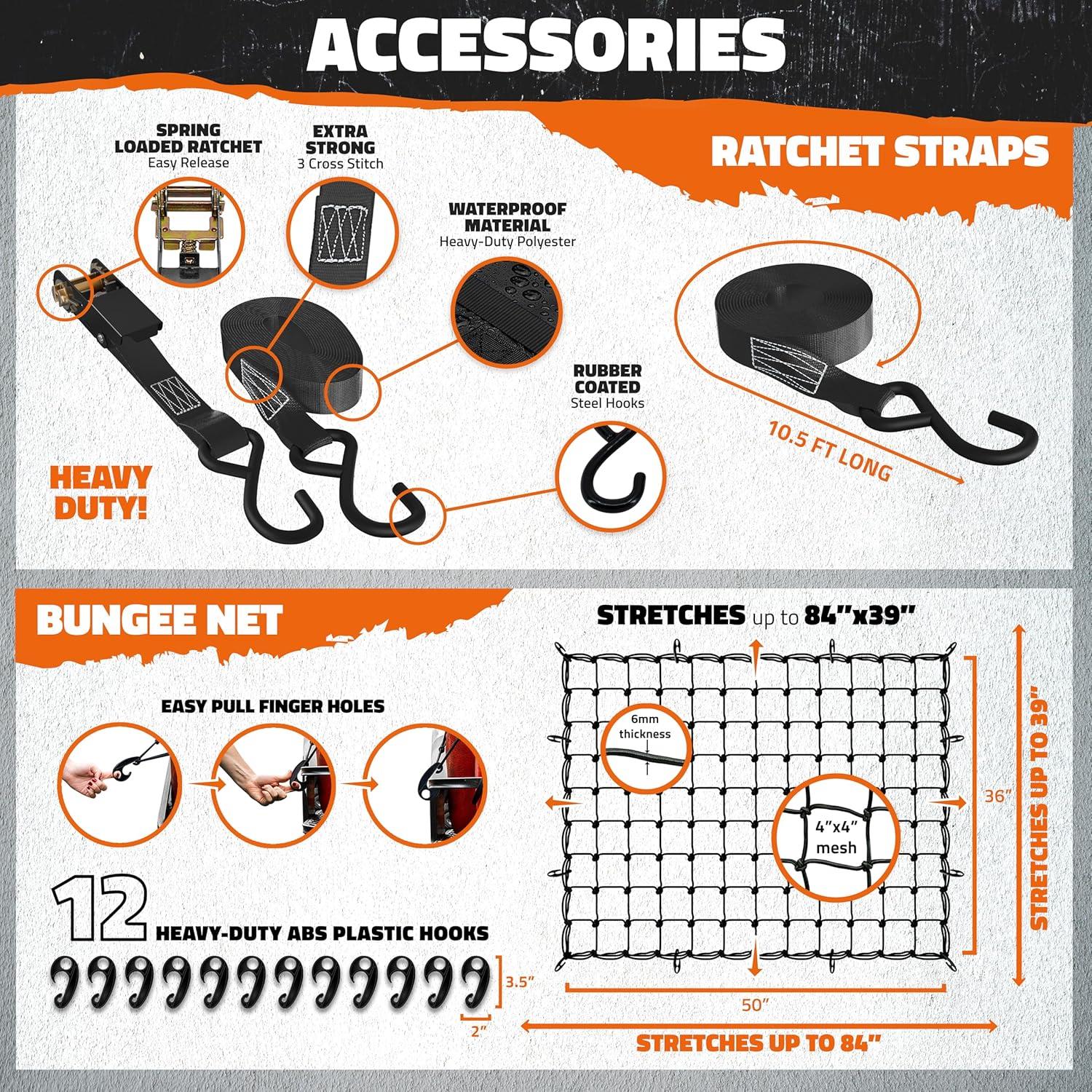 imageMockins 64quotx39quotx6quot Extendable Roof Rack Cargo Carrier for Top of Vehicle  250lbs Cap Car Top Carrier  Rooftop Cargo Basket for SUV Car Van ampamp More  Roof Basket Set wRatchet Straps ampamp Bungee Net84 x 39 x 6