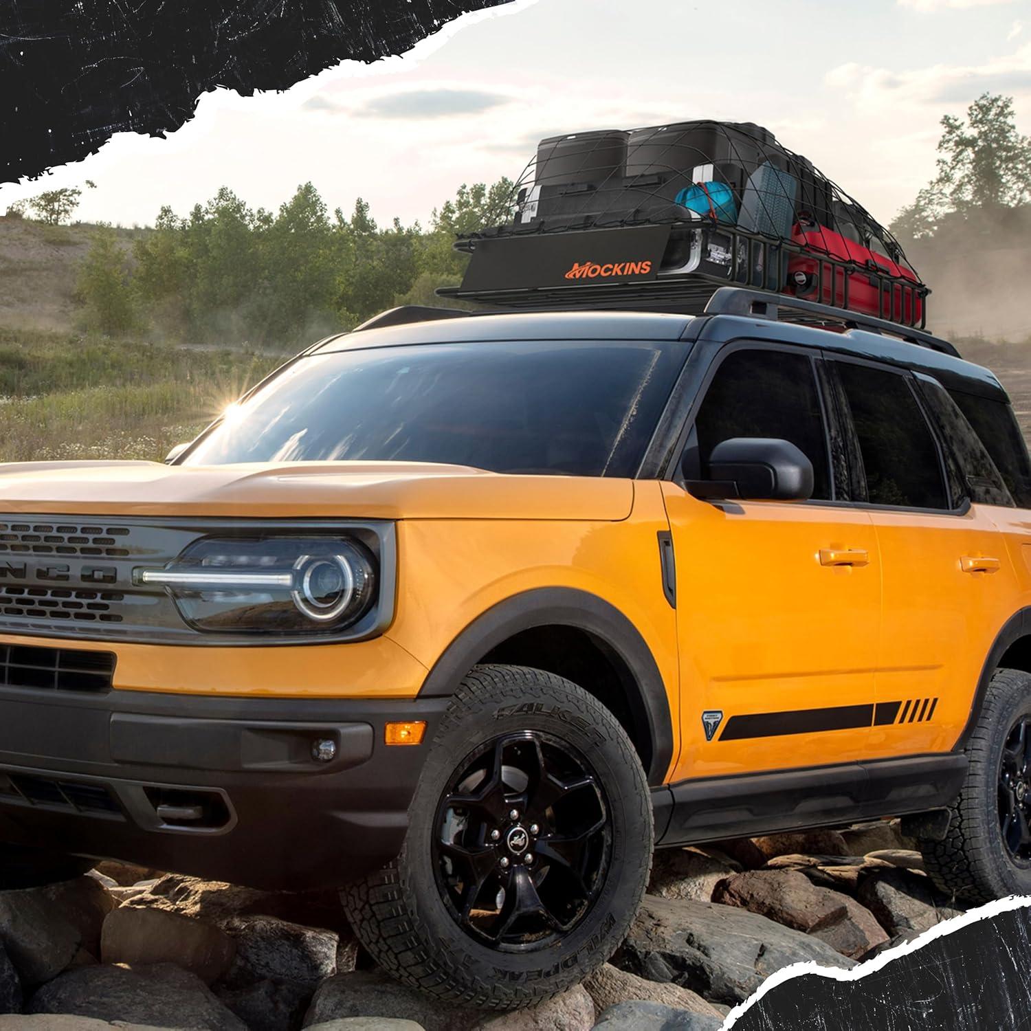 imageMockins 64quotx39quotx6quot Extendable Roof Rack Cargo Carrier for Top of Vehicle  250lbs Cap Car Top Carrier  Rooftop Cargo Basket for SUV Car Van ampamp More  Roof Basket Set wRatchet Straps ampamp Bungee Net84 x 39 x 6