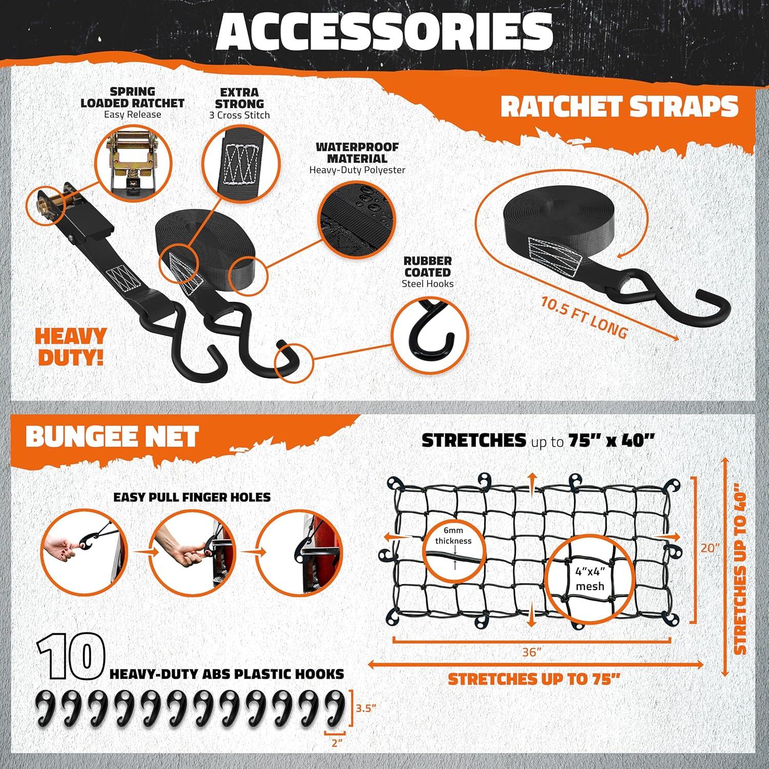 imageMockins 64quotx39quotx6quot Extendable Roof Rack Cargo Carrier for Top of Vehicle  250lbs Cap Car Top Carrier  Rooftop Cargo Basket for SUV Car Van ampamp More  Roof Basket Set wRatchet Straps ampamp Bungee Net50 x 36 x 45